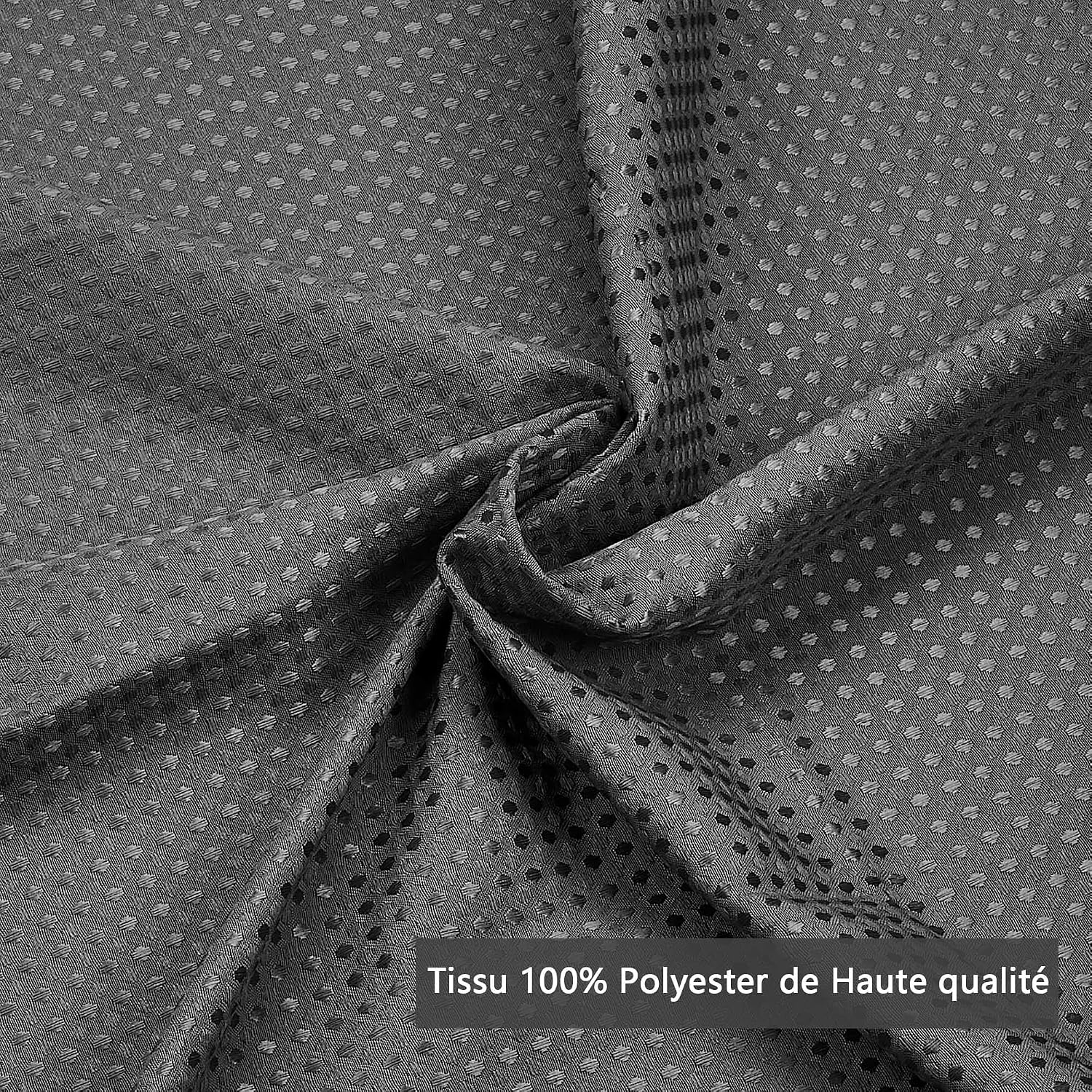 Thumbnail 5 de FIISAYL rideau de douche/baignoire en polyester gaufré 183 x 198 cm gris foncé avec 12 crochets