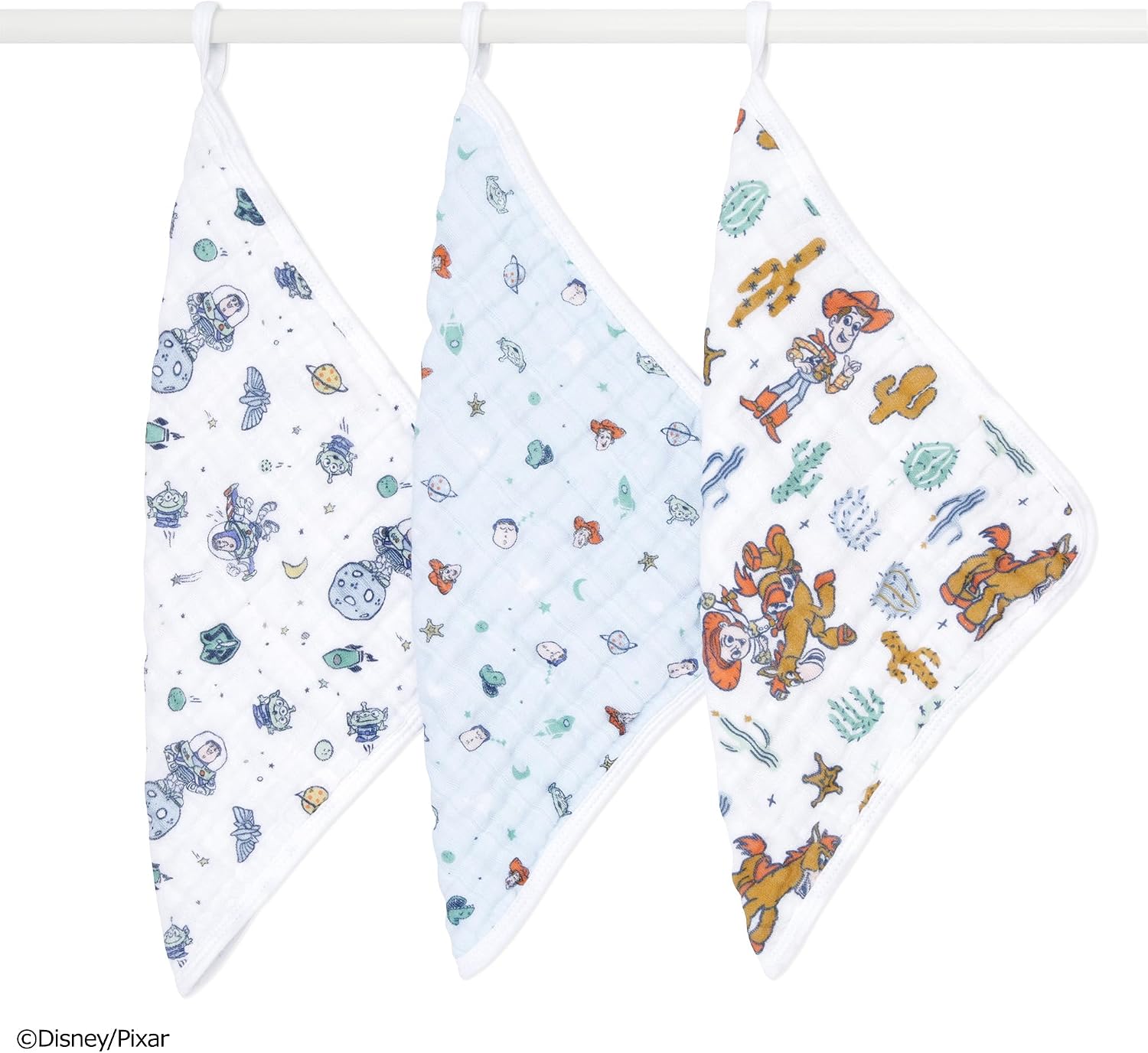 aden + anais WCADABDAWCC30012DI ウォッシュクロス 3枚セット トイ・ストーリー柄、モスリンコットン、30×30cm