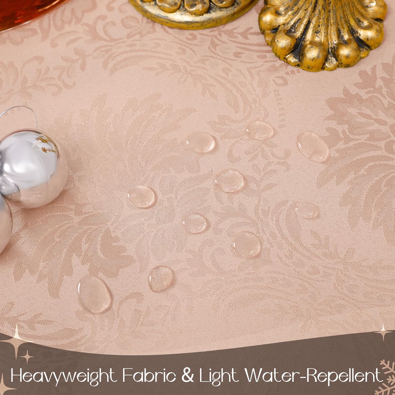 Detalle de Romanstile Rosa Tovaglia da Esterno Ø160 cm: eleganza jacquard anti macchia per tavola all’aperto