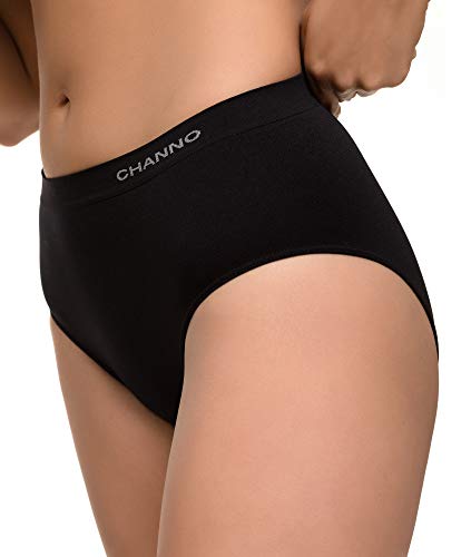 Detalle de Channo Bragas de Algodón y Bambú para Mujer, Talle Alto, Sin Costuras, Pack 6 (Colores Lisos) – Talla L