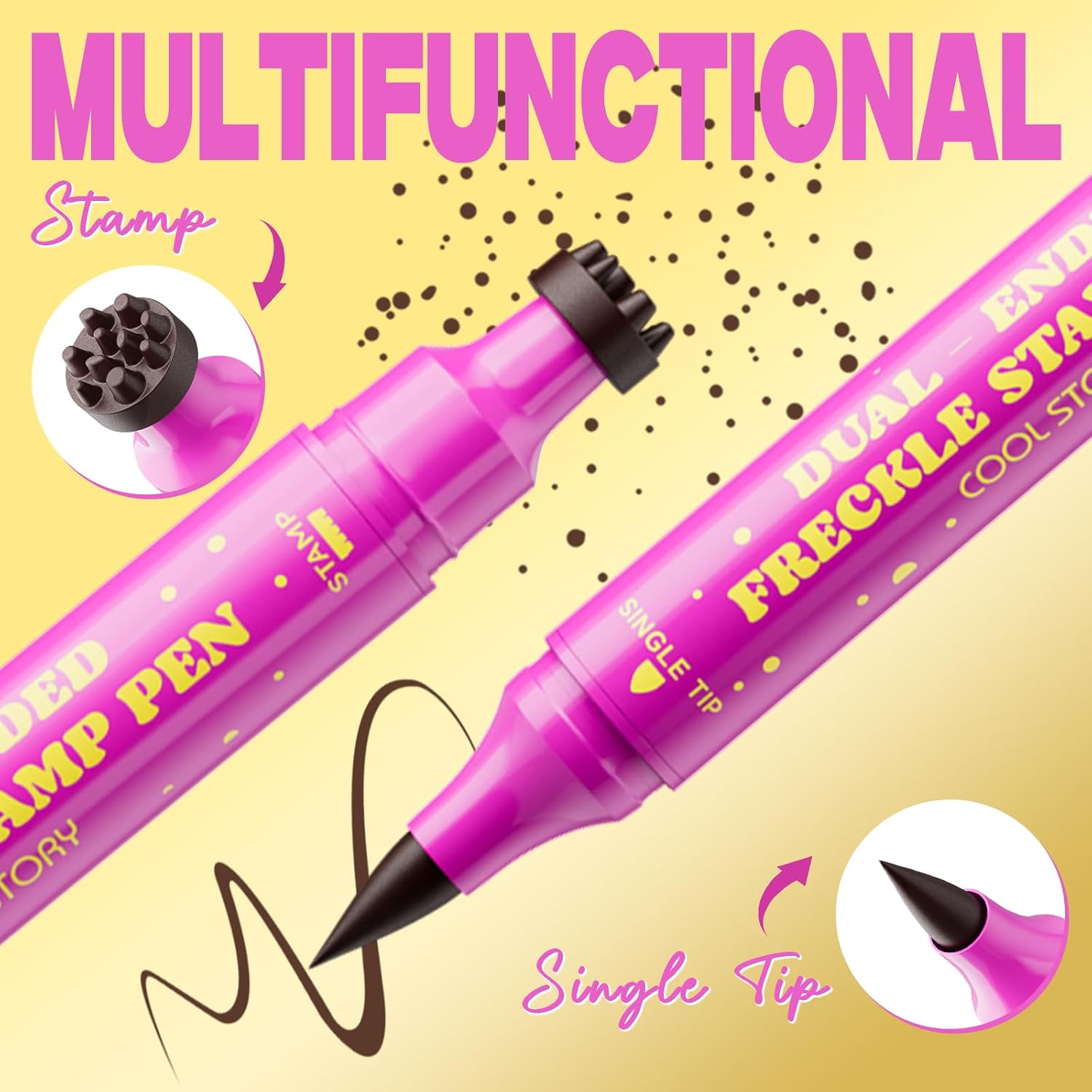 Detalle 2 de Beauty Glazed Dual-Ended Freckle Stamp Pen, #4 Dark Brown, Waterproof