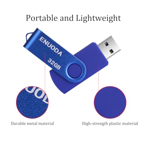 Detalle de ENUODA Clé USB 32 Go – Clef USB 2.0 Bleu avec LED, mini et fiable