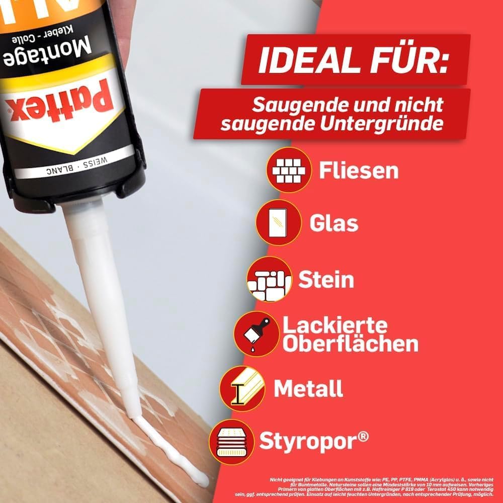 Thumbnail 3 de Pattex Montagekleber All Materials, 1 x 450 g – stark haftender Kleber für Innen & Außen