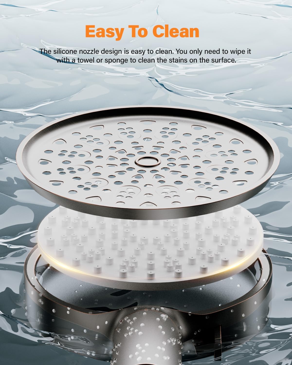 Thumbnail 4 de Cobbe Hard Water Filter Shower Head and Hose (20-stage) with 6 spray modes in oil rubbed bronze