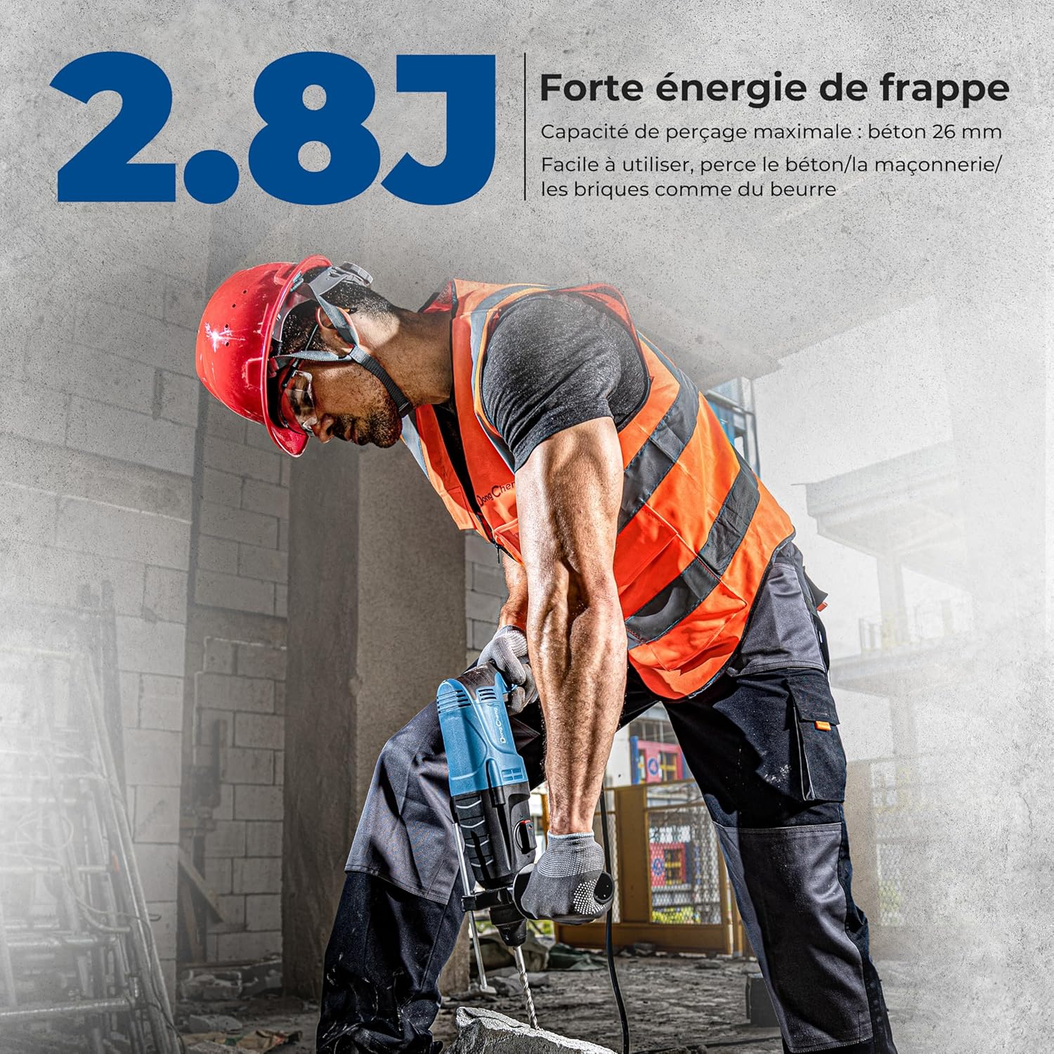 Thumbnail 2 de DongCheng marteau perforateur 800W – 4 en 1 avec énergie d'impact 2,8 J et SDS-Plus