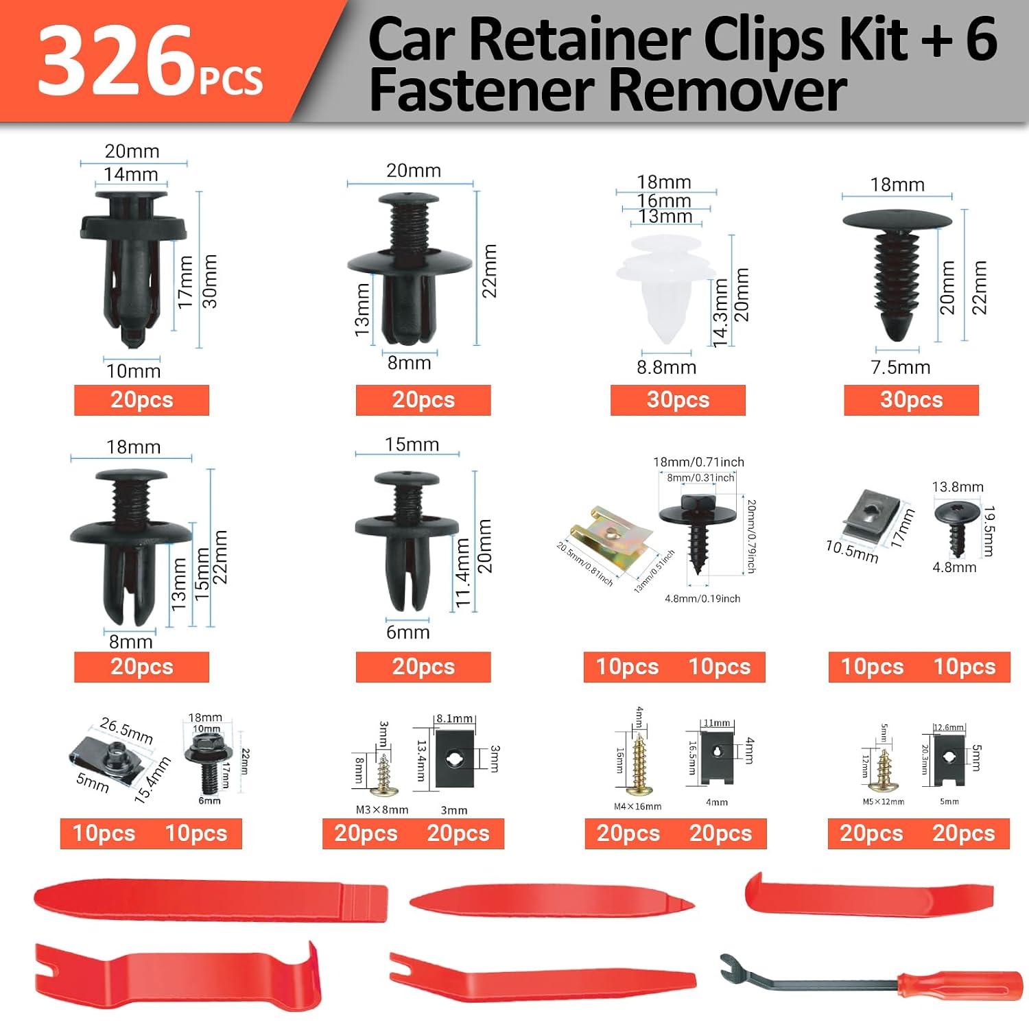 Detalle 2 de Preciva LS25421 – 140 Stück Auto-Befestigungsclips & Spreiznieten-Set für Türverkleidung, Stoßstange & mehr