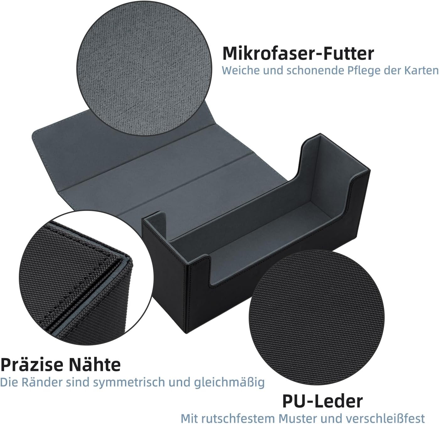 Thumbnail 3 de Tolesum Card Deck Box für MTG – magnetische Kartenbox aus PU-Leder (für 580+ Sammelkarten, schwarz/grau)