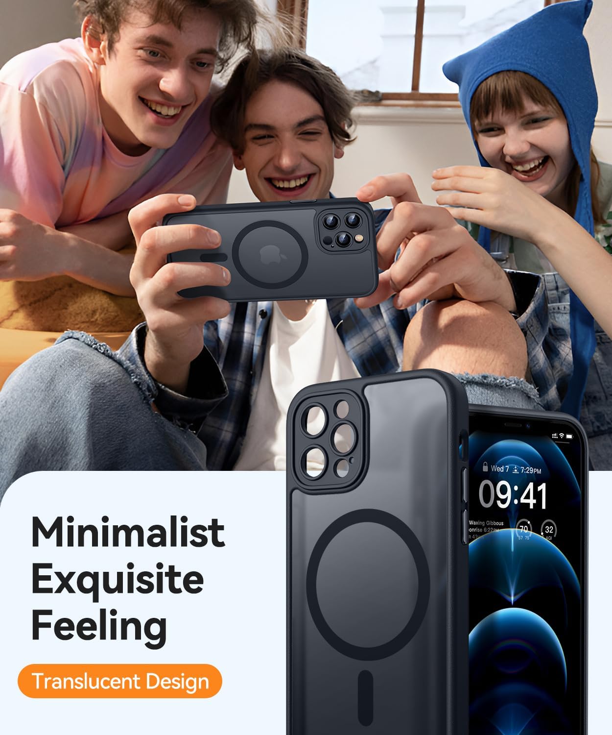 Thumbnail 6 de CANSHN Magnetica Cover per iPhone 12 Pro (6.1'') – Protezione fotocamera integrata, cover traslucida opaca e antiurto