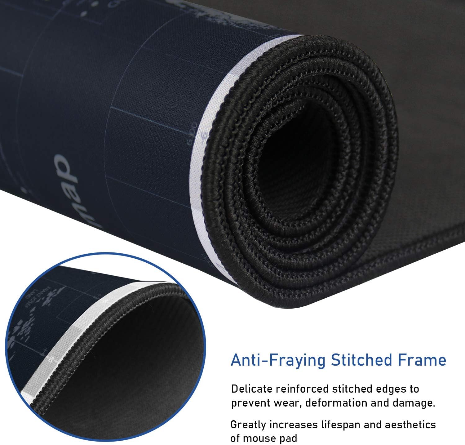 Detalle 2 de Hsmienk AB-019 Extended Gaming Mouse Pad, Map Design, Spill-Resistant Surface