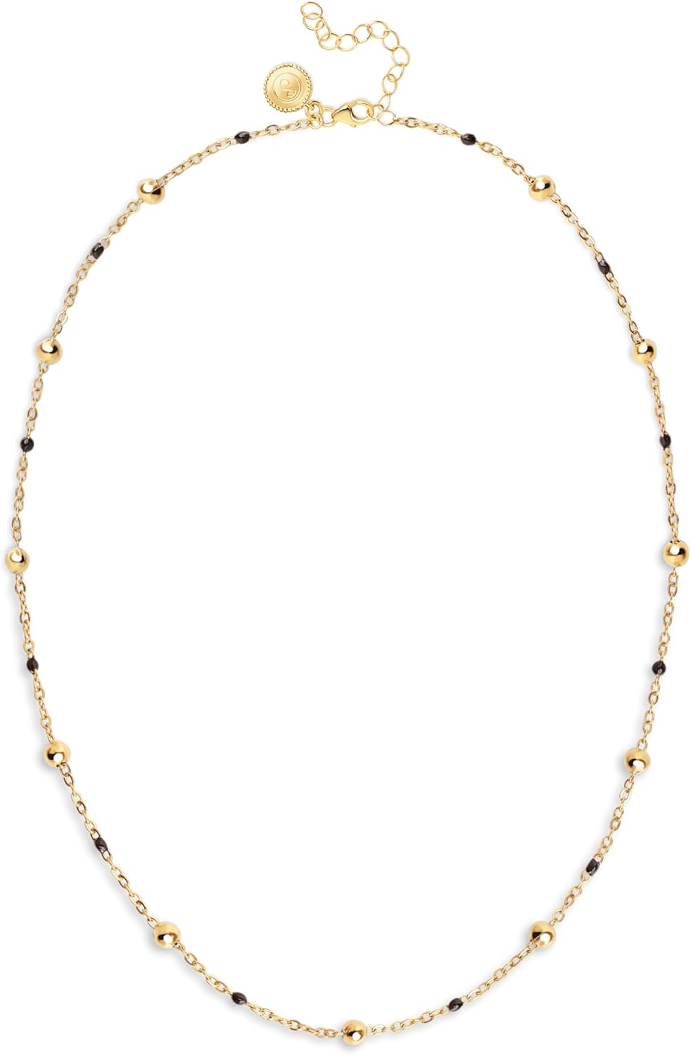 Thumbnail 4 de SINGULARU - Collar Dots L Black Enamel. Acero con Acabado Baño de Oro de 18Kt. Cadena de Largo Ajustable 40 cm. Joyas para Mujer