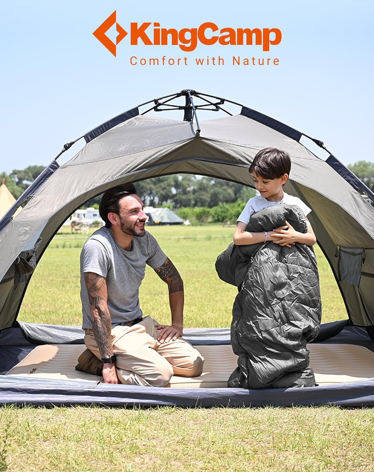 Thumbnail 6 de KingCamp sac de couchage enfant en flanelle coton (momie) 6 à 10 ans, jusqu’à 100–145 cm, compact et chaud