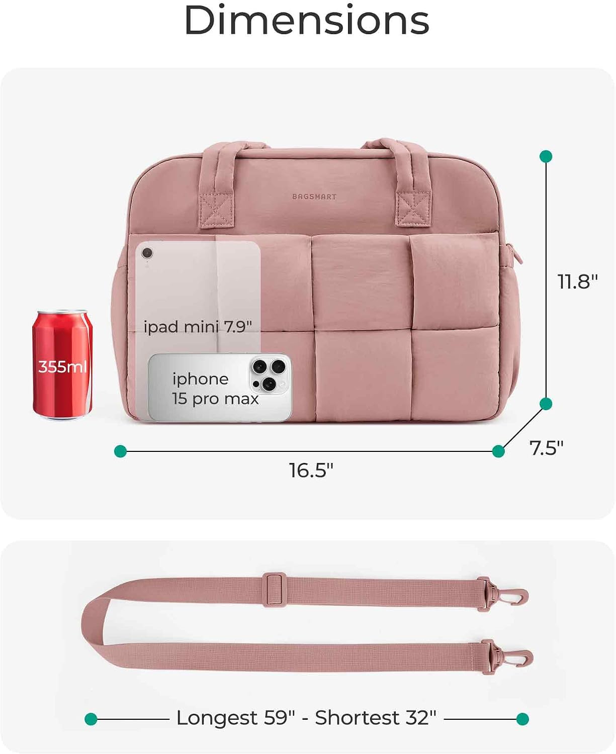 Detalle de BAGSMART Gym Bag 24L puffer travel duffel