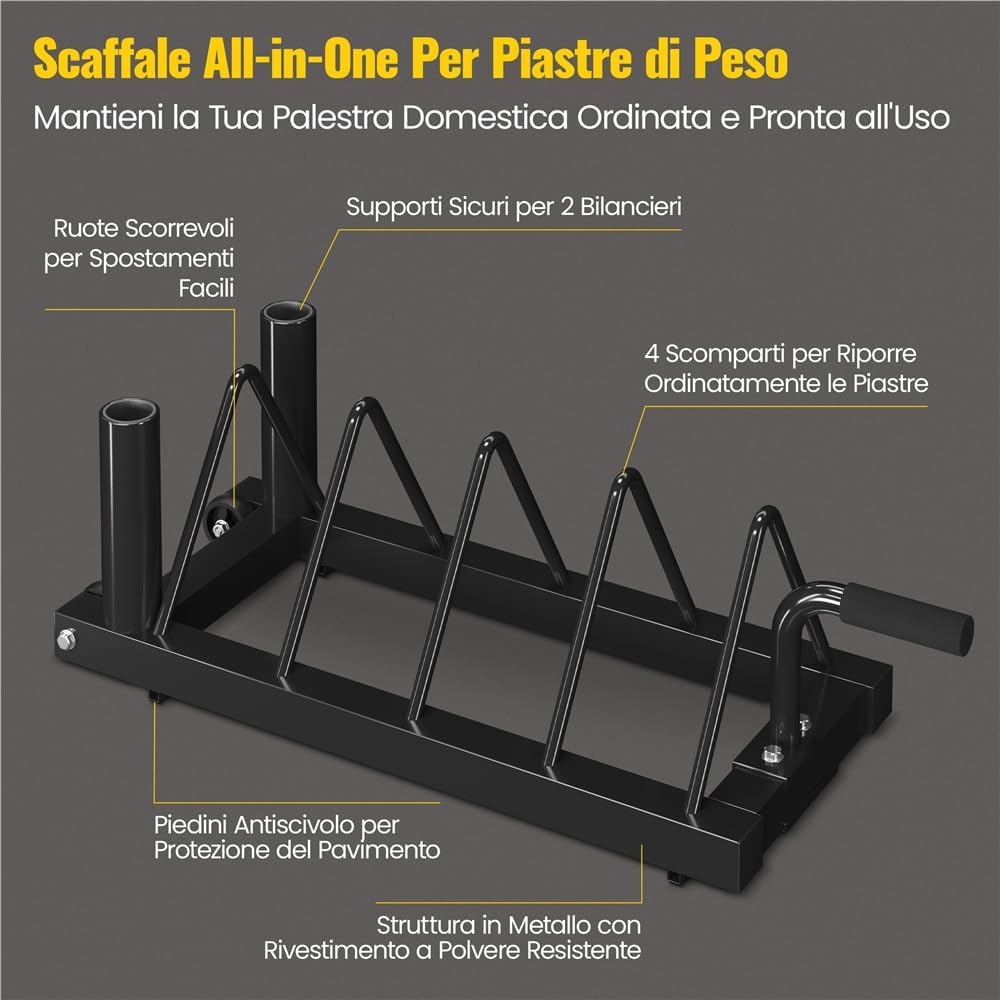 Detalle de Yaheetech Supporto per Manubrio Rack di immagazzinaggio Mobile: 4 Scomparti con Ruote
