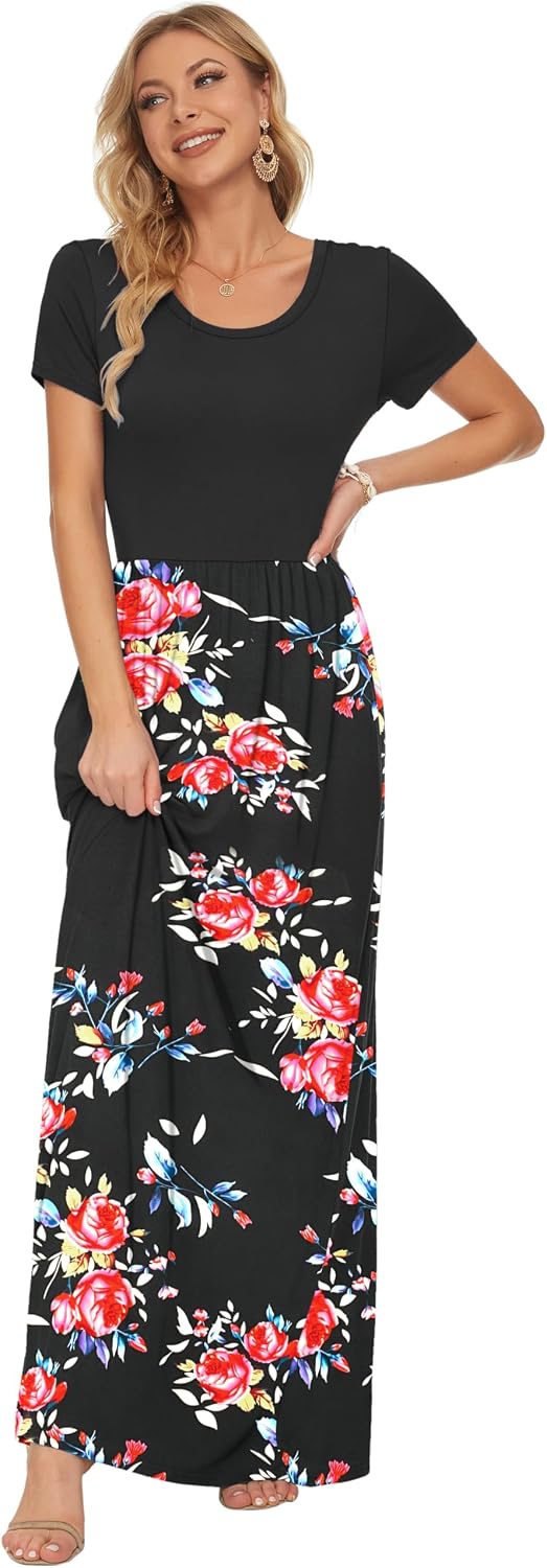 Detalle de AUSELILY Maxi Dress for Women - Summer Casual Long Dress with Pockets