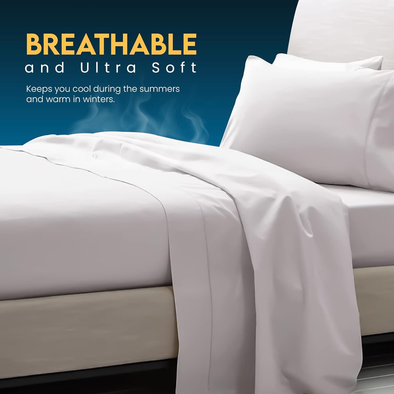 Detalle de Sunshine Comforts Egyptian Cotton Flat Sheet (Double, 240 x 254 cm): Breathable, Hypoallergenic and Durable