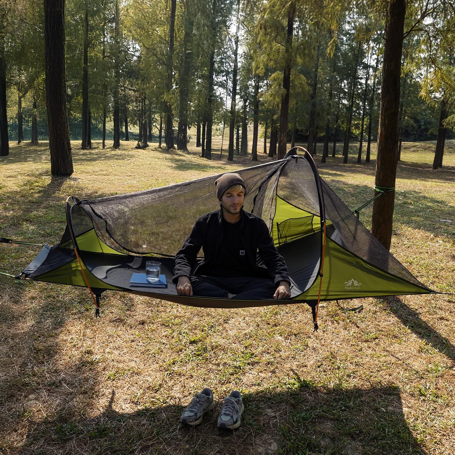 Detalle 2 de Night Cat Tenda Amaca con Zanzariera: tenda amaca triangolare impermeabile per 1 posto