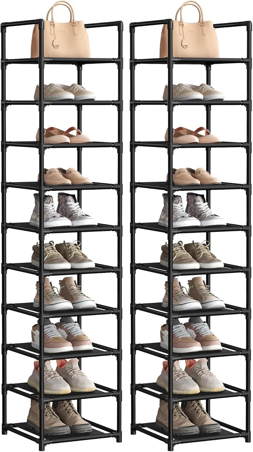 Thumbnail 4 de SONGMICS 5-Tier Shoe Rack, Space-Saving Metal Frame Shoe Storage Organiser (28 x 45 x 89 cm) in Black, LSH005B02
