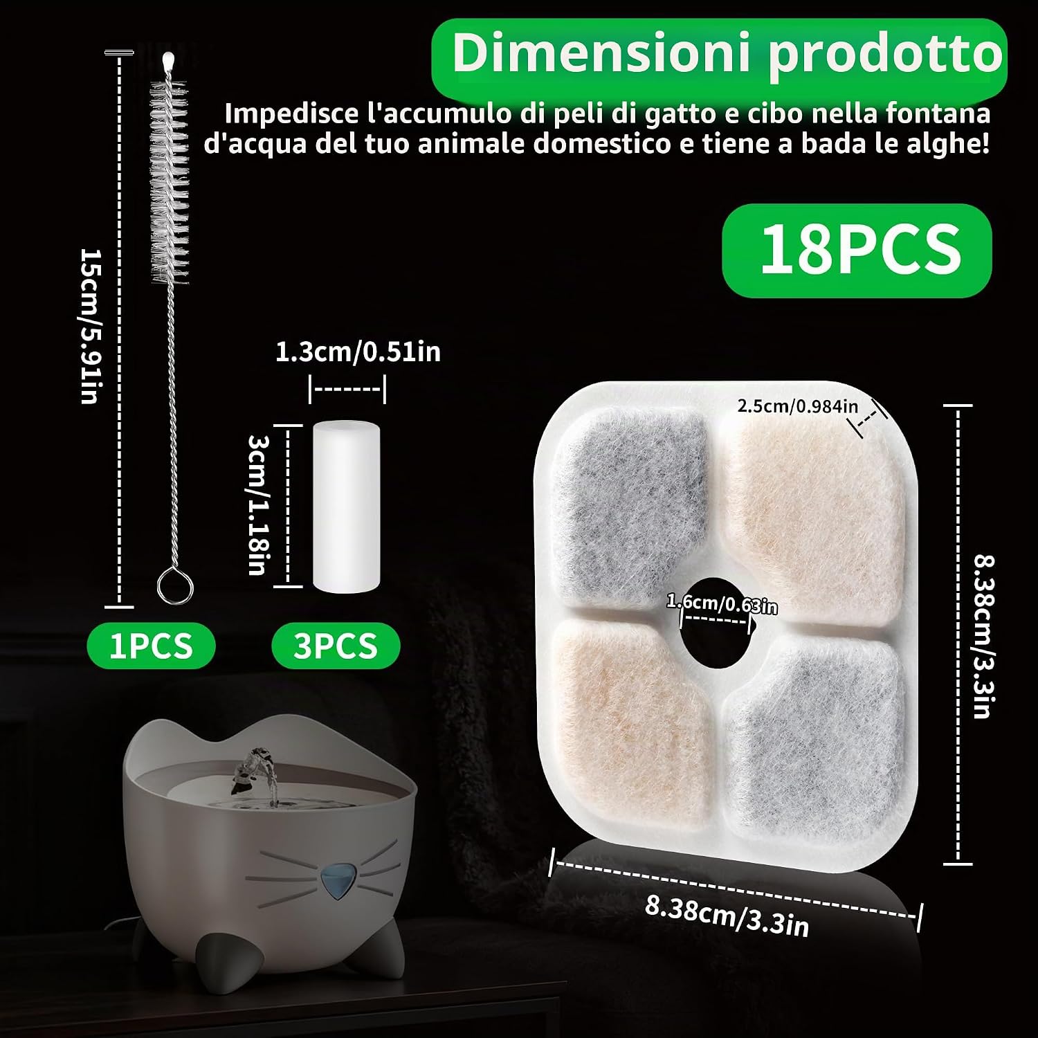 Detalle 2 de YeeQo 18 filtri fontanella per Catit Pixi 2,5L