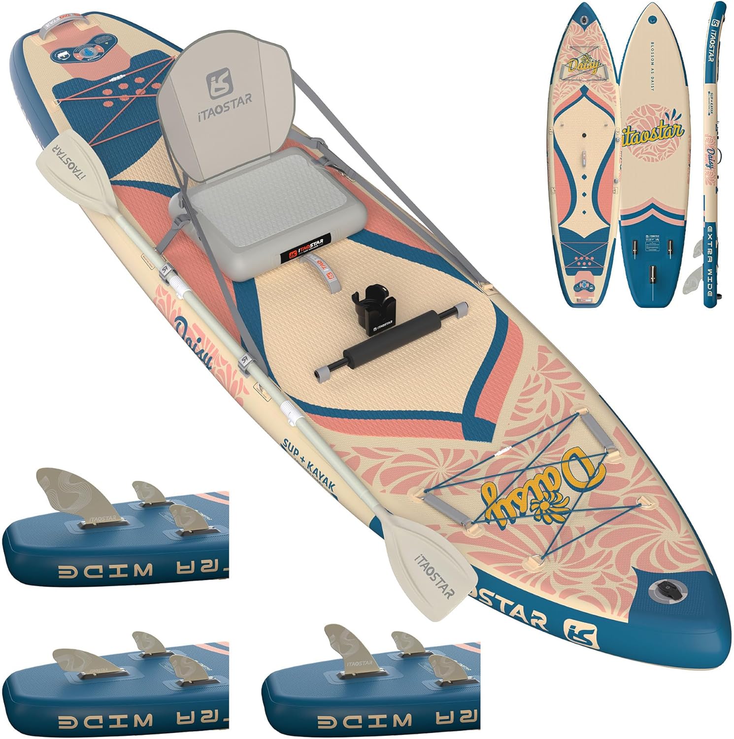 Detalle de iTAOSTAR Daisy 11'6” Extra Wide Paddle Board with Seat: All-in-One SUP for Family Fun and Stability