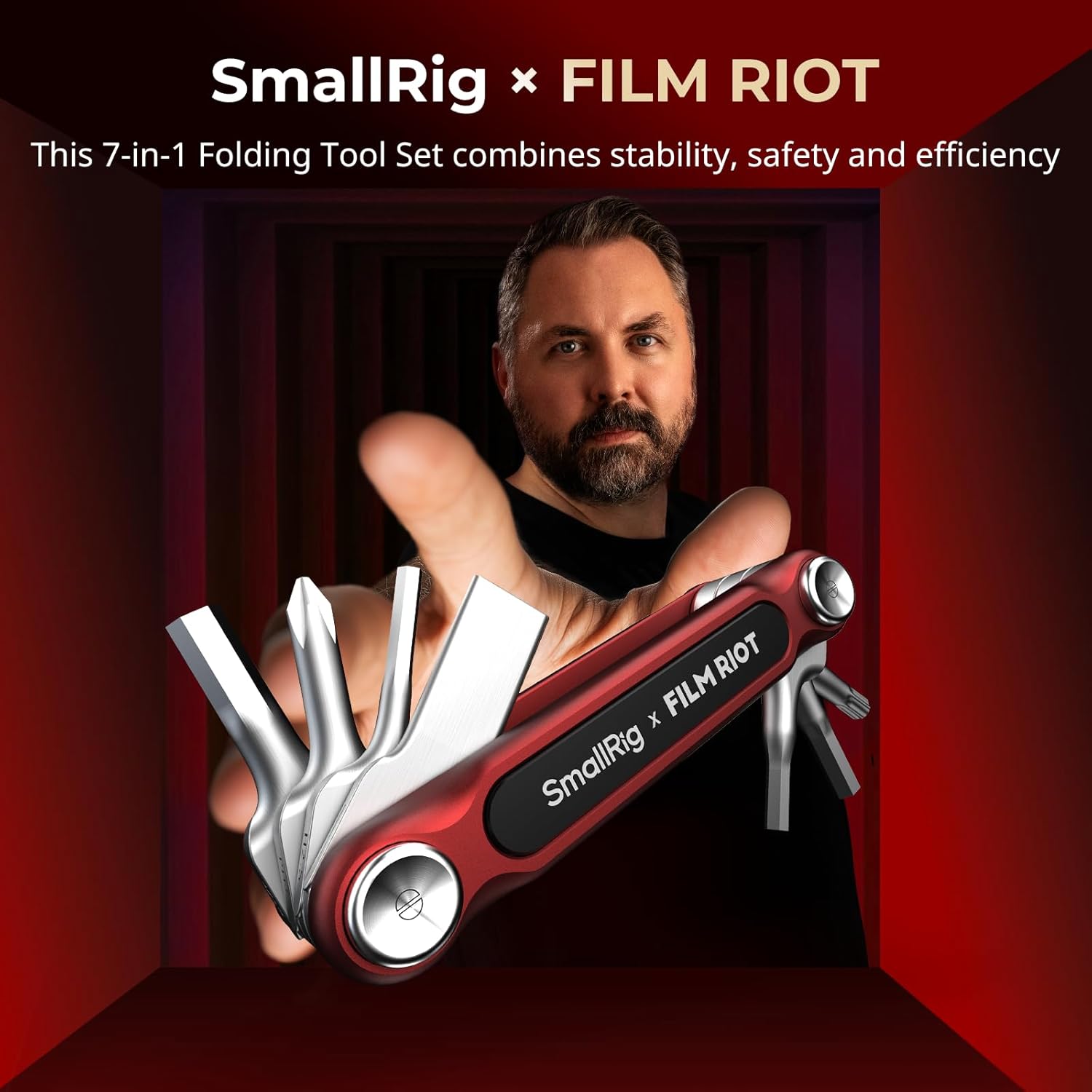 Detalle 2 de SmallRig x Film Riot Ensemble d'outils pliables 7 en 1 (rouge) — compact et polyvalent pour les tournages