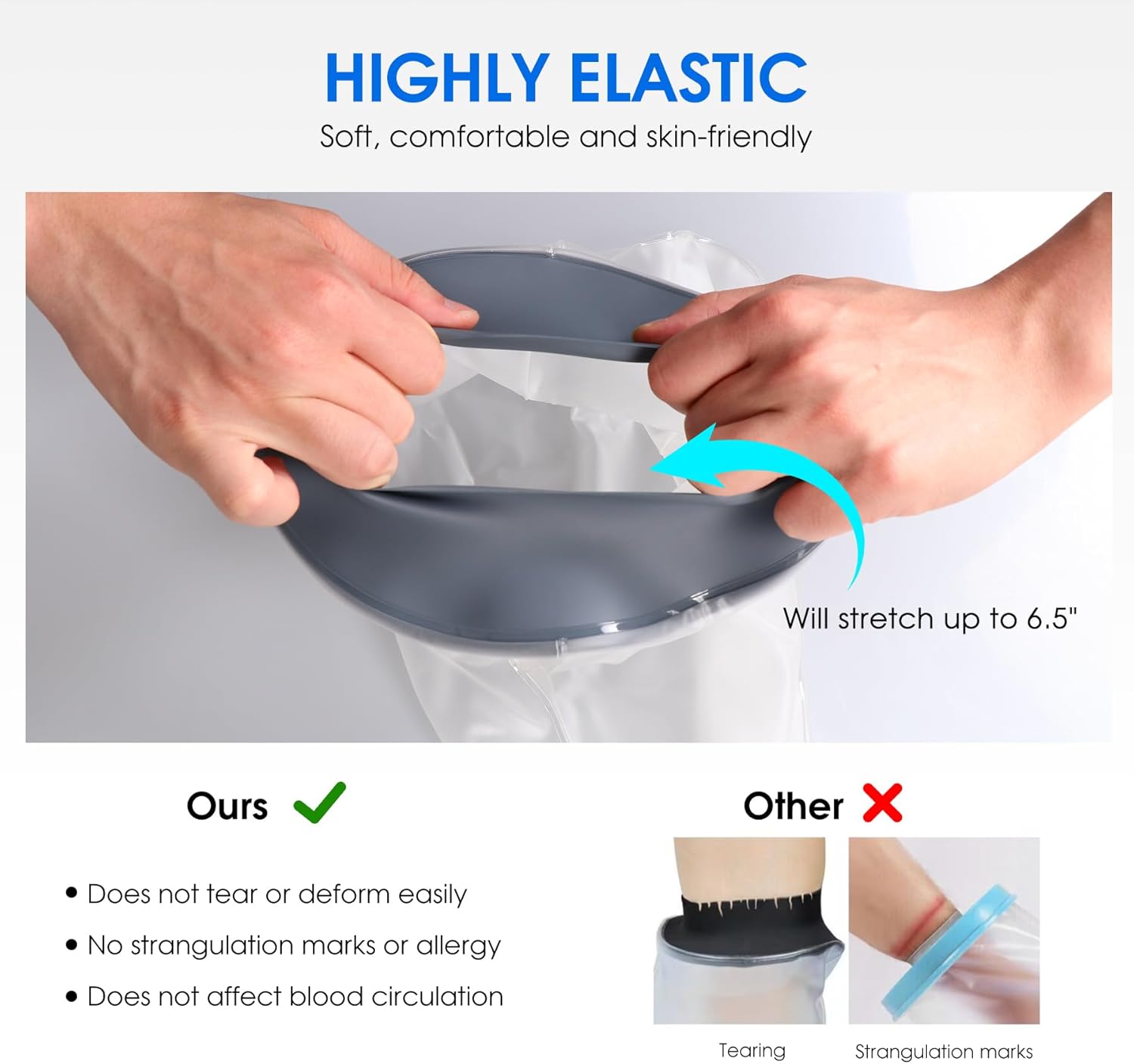 Detalle de Waterproof foot cast cover for showers