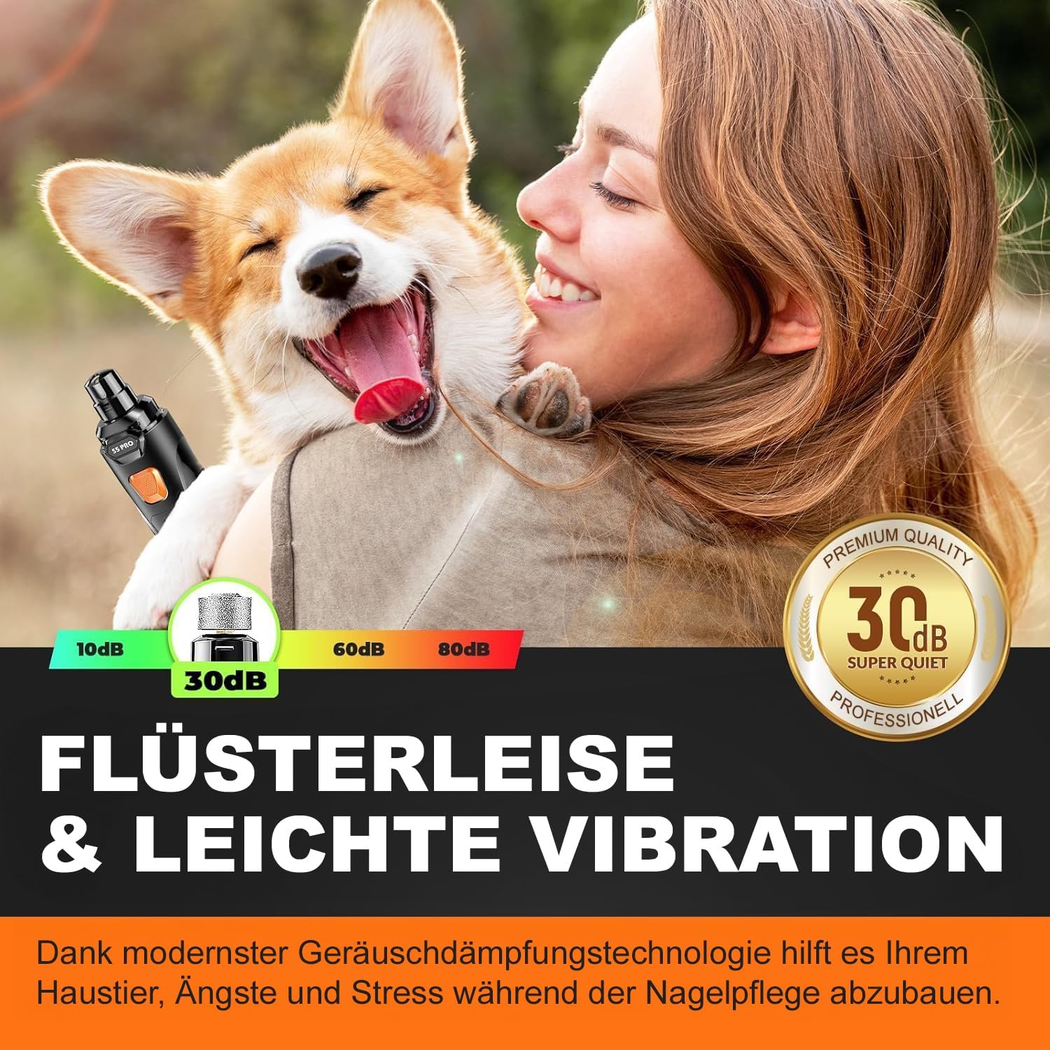 Detalle 2 de Wismika Krallenschleifer für Hunde – leise, mit 4 LED-Leuchten und 3 Geschwindigkeiten