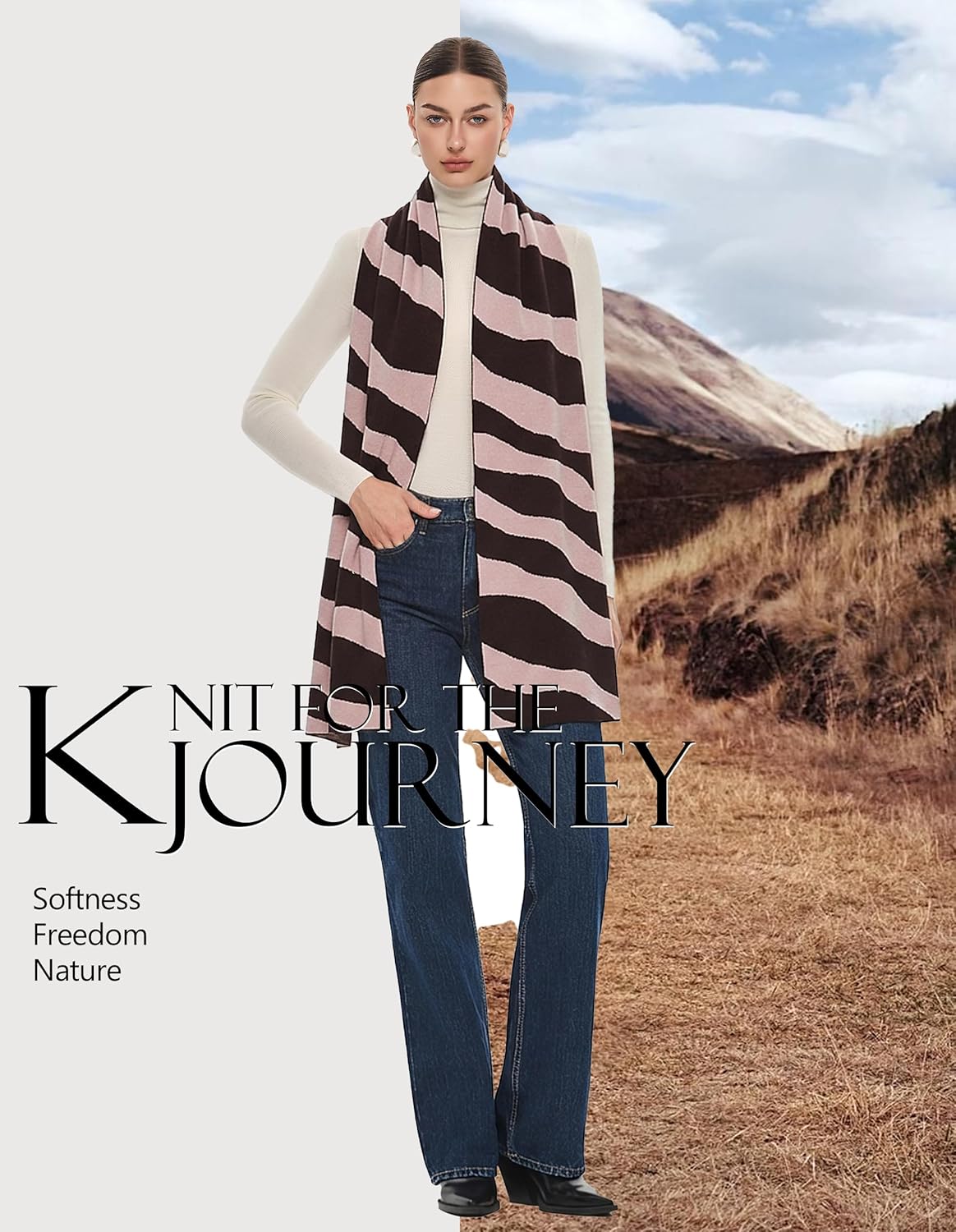 Thumbnail 2 de PULI Women's Pashmina Shawl Wraps: Large Wave Knit Wrap for Evening, Weddings, and Winter Warmth