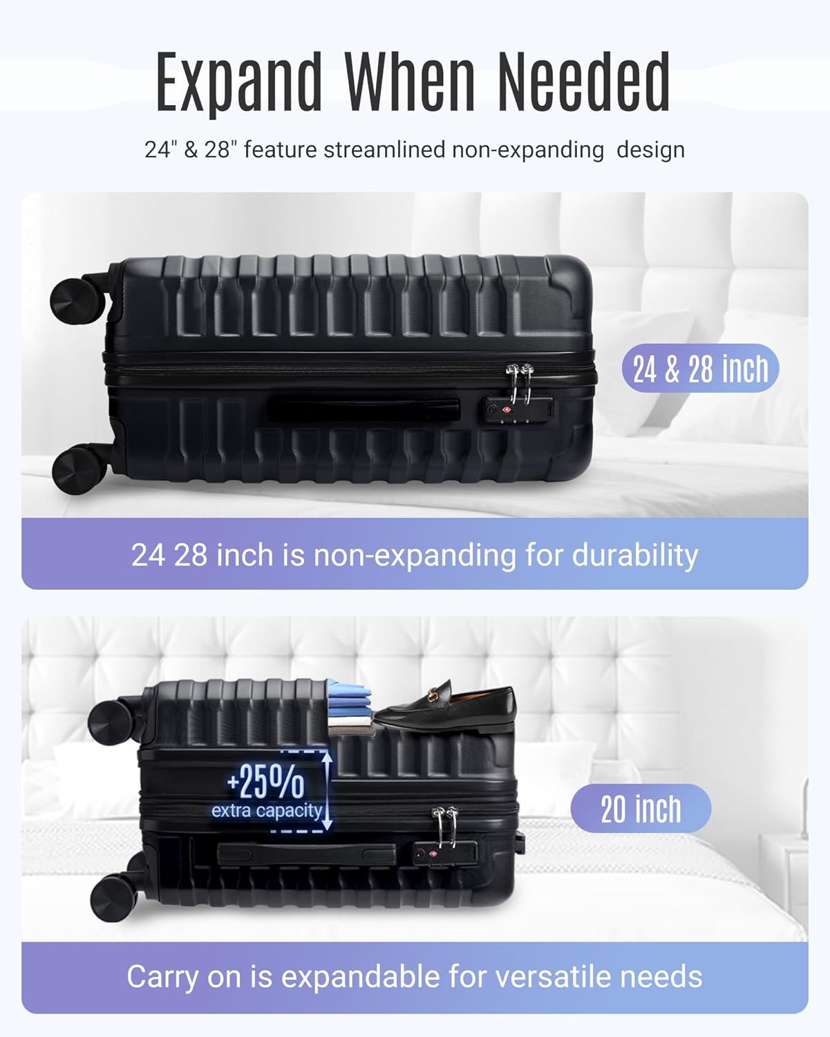 Thumbnail 5 de LIGHT FLIGHT 3-Piece Luggage Set 20/24/28 in