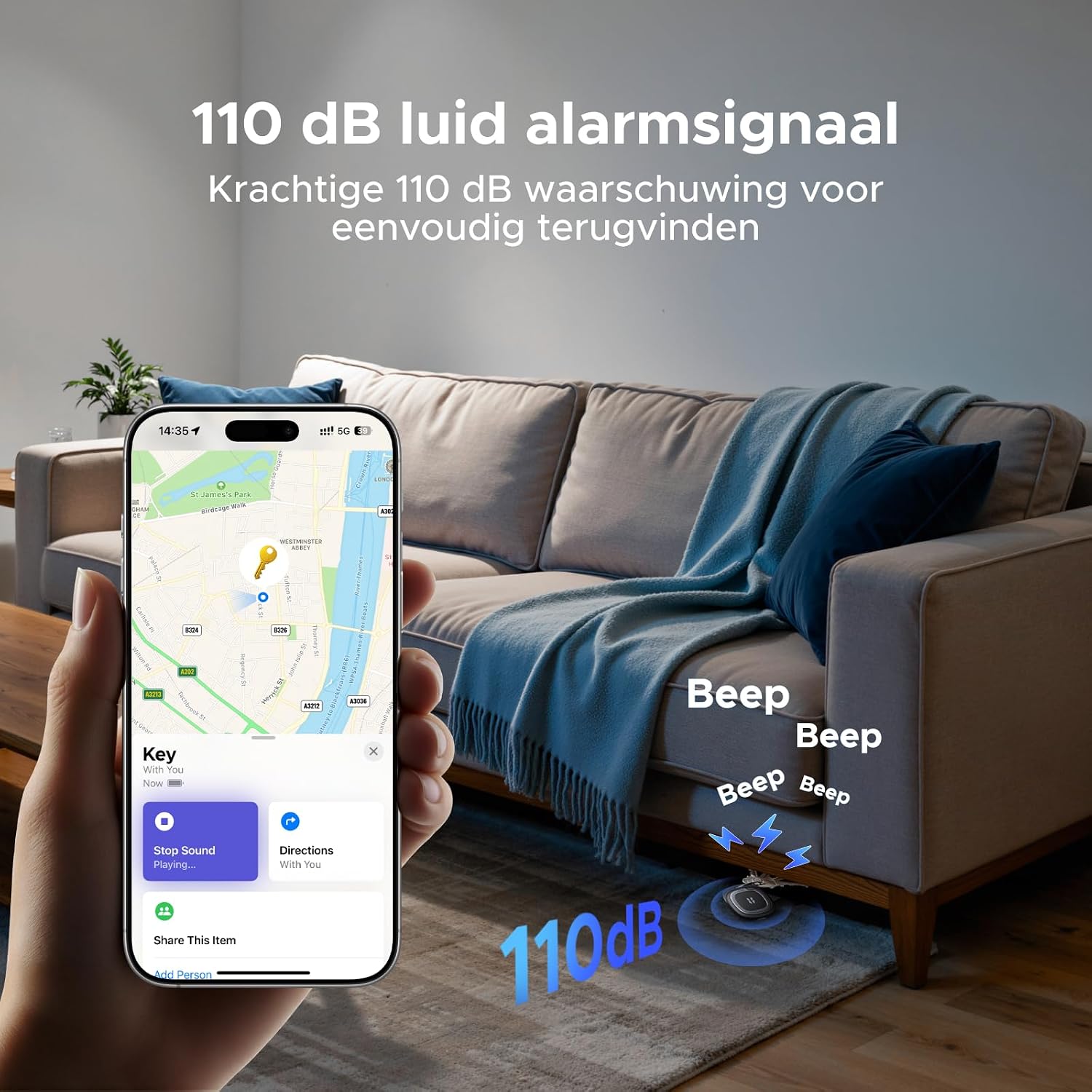 Detalle 2 de UGREEN FineTrack Duo 2 trackers, 4-pack met USB-C-laden en IP68