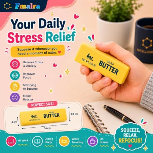 Detalle de SIMENTY Butter Quetschspielzeug – 2er Pack Butter Squishy Stressbälle