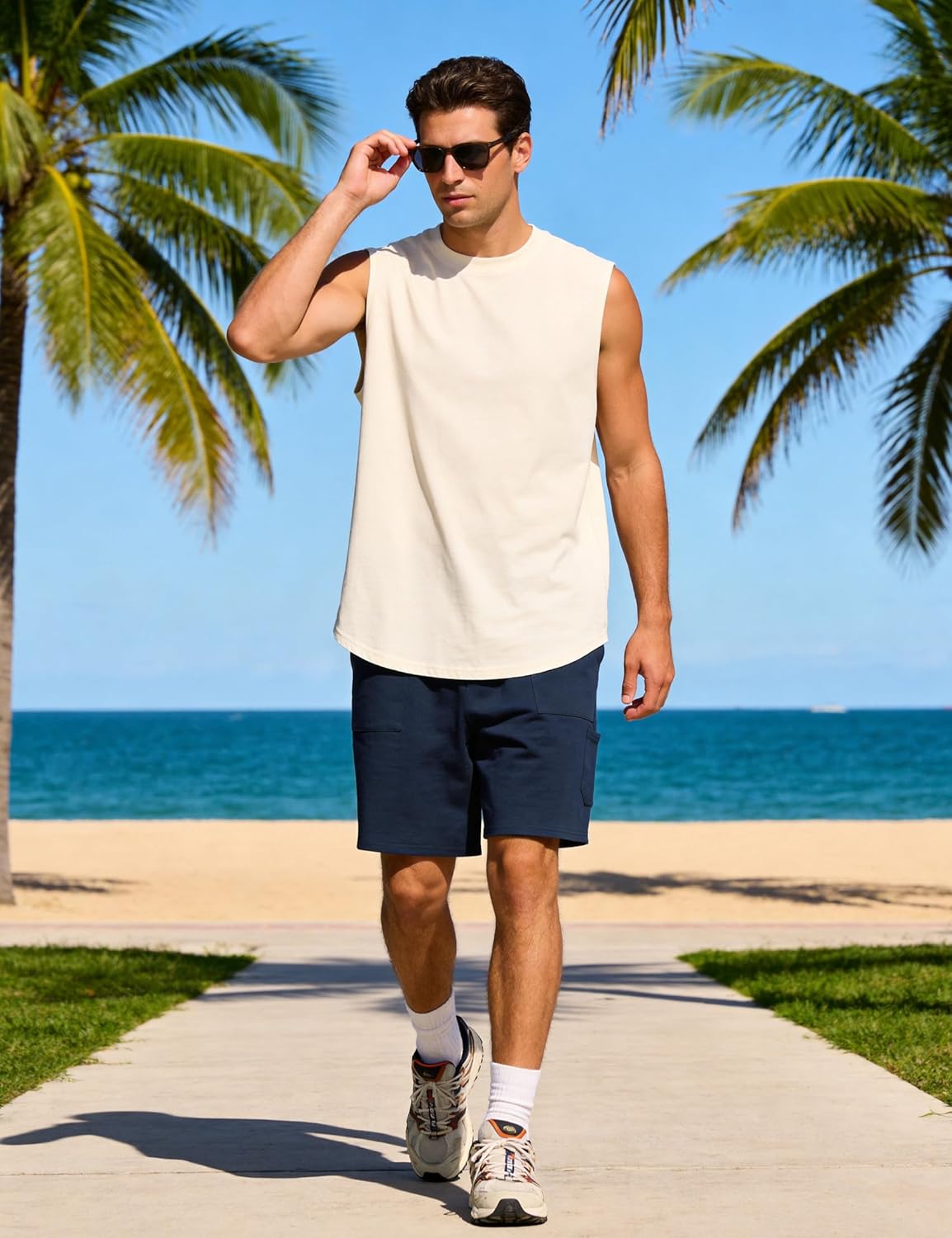 Thumbnail 2 de Wayleb pantaloncini uomo sportivi in cotone con tasche e girovita elastico S–3XL