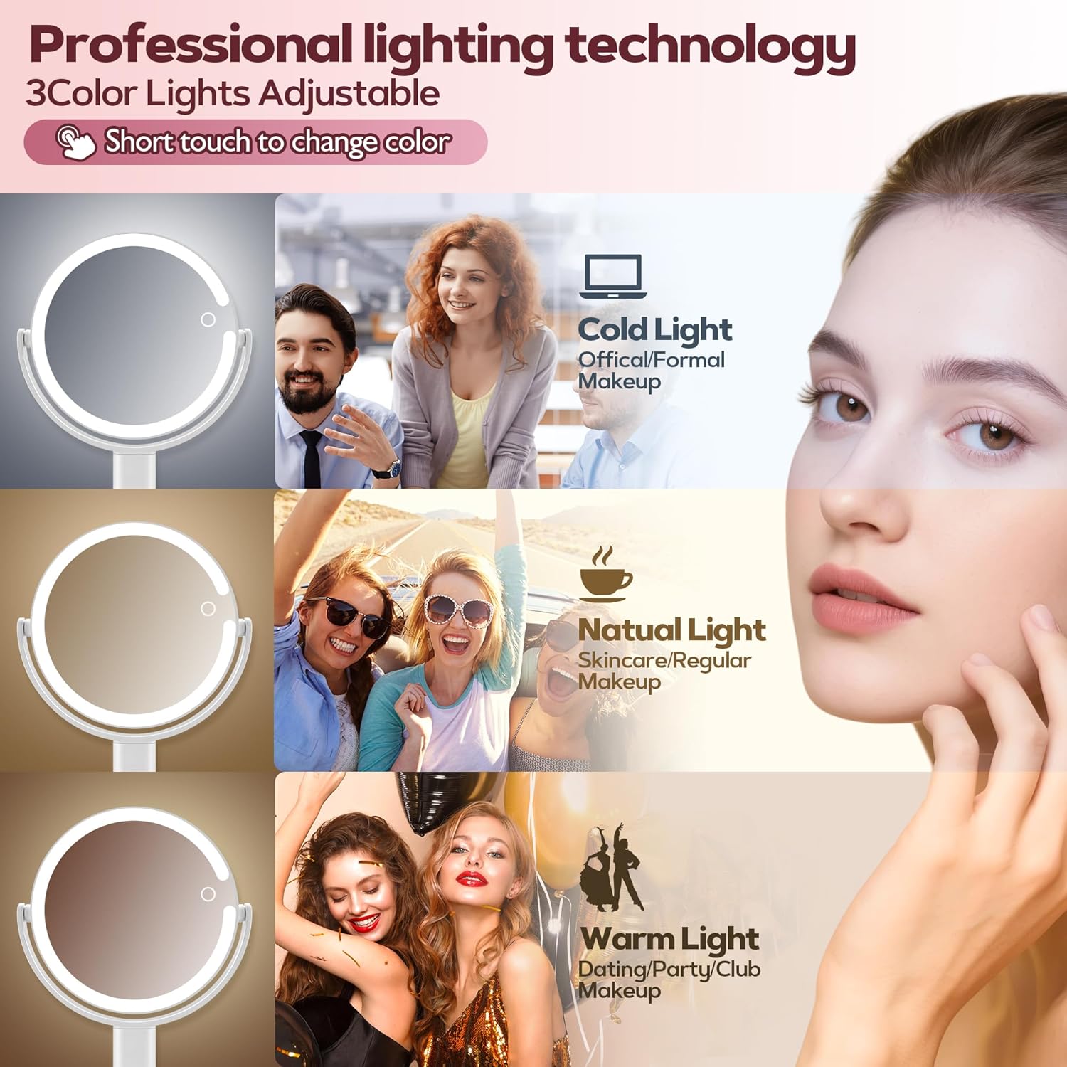 Detalle 2 de MOMOKUBA Makeup Mirror with Lights 30X Magnification