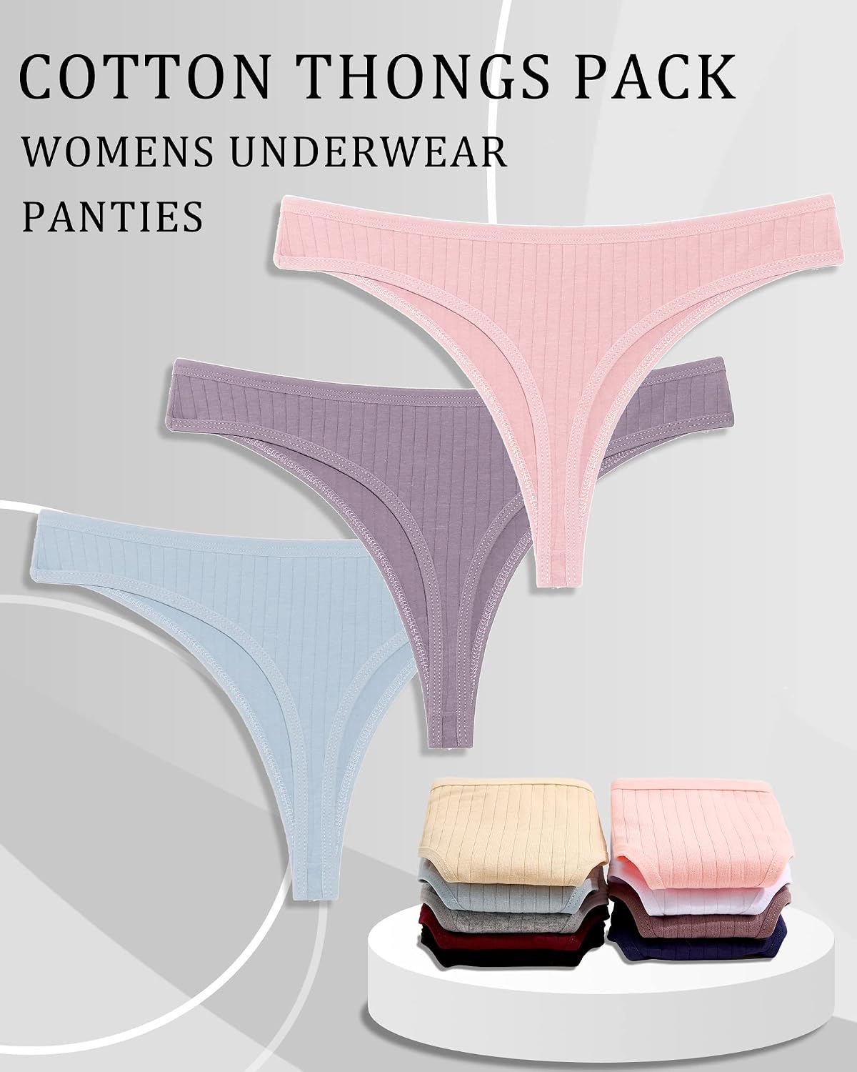 Thumbnail 3 de BeReady Cotton Thongs for Women (Sexy Tangas) – Comfortable 6-Pack S–XL