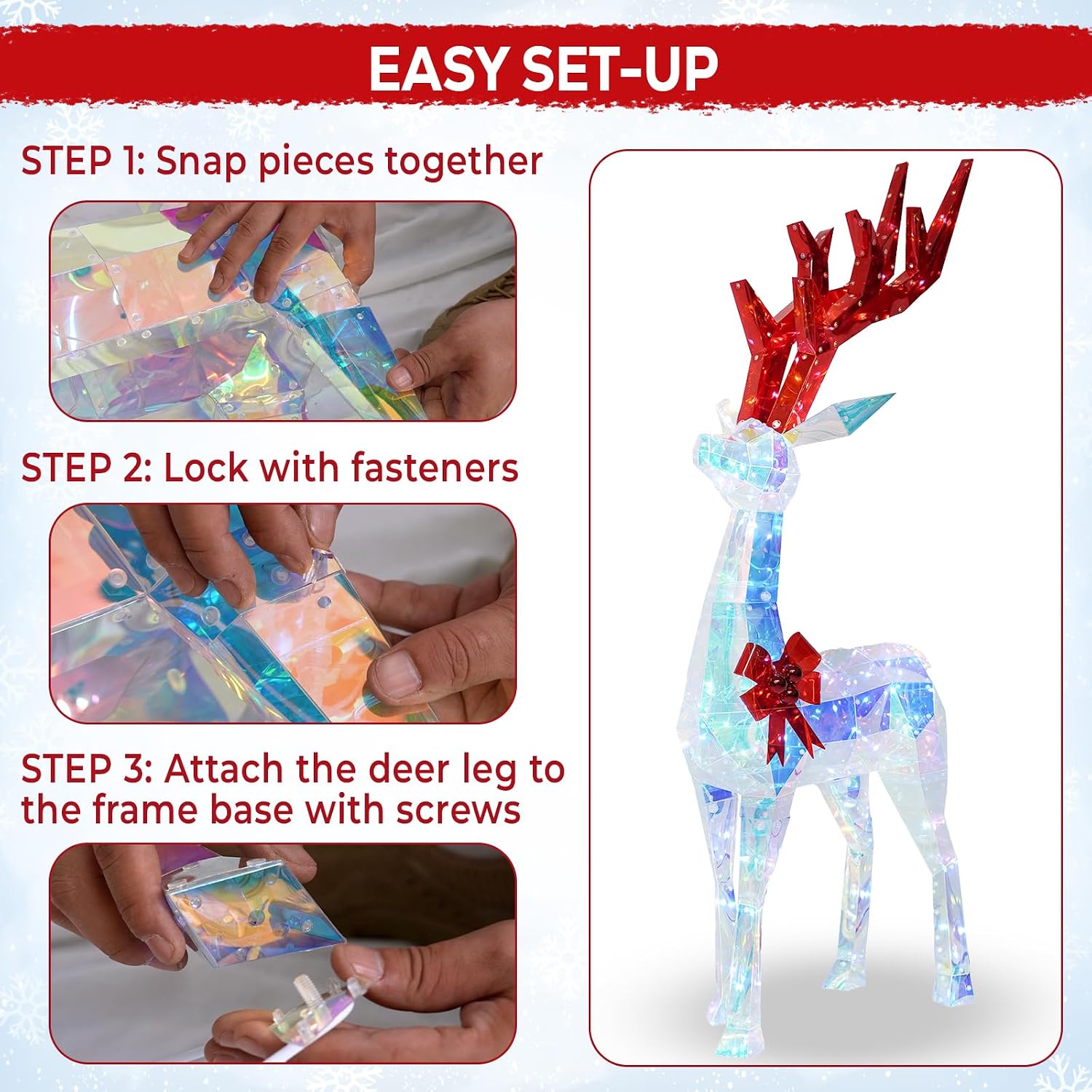 Thumbnail 6 de Hykolity Lighted Christmas Reindeer Set, 3-Piece