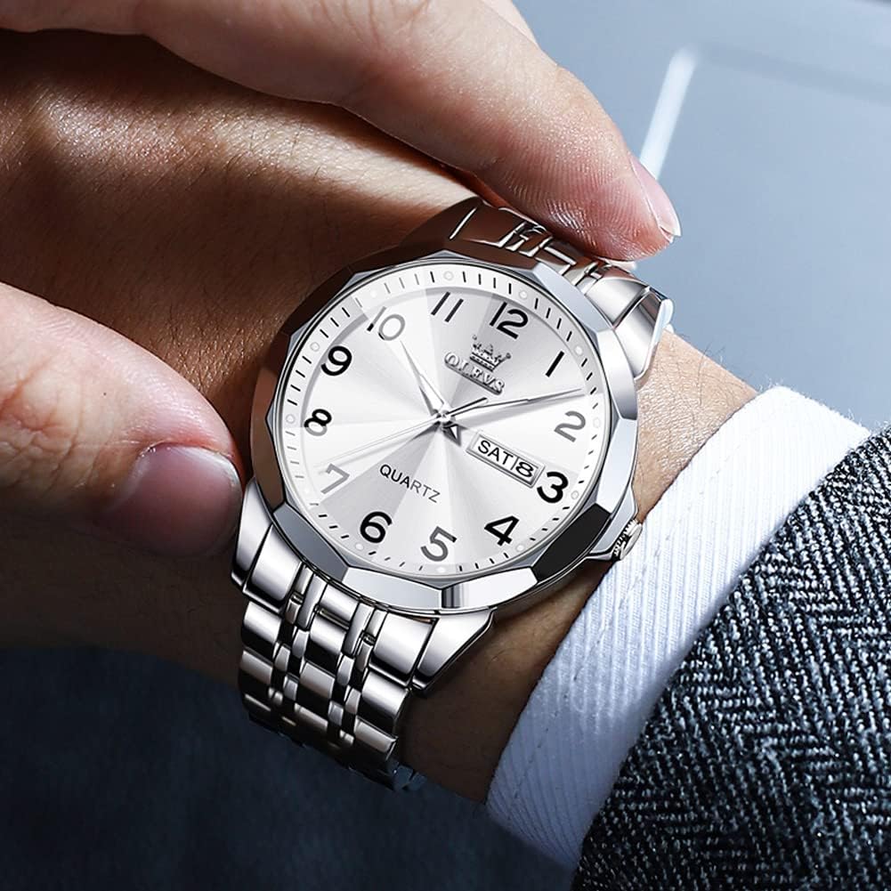 Detalle 2 de OLEVS YKS-S-G9931+9970 Men's Stainless Steel Day-Date Quartz Watch
