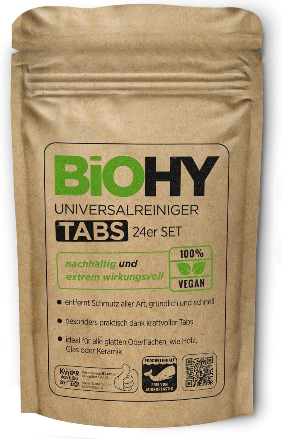 Detalle de BIOHY universele reinigingstabletten: 24 oplosbare, microplasticvrije tabletten