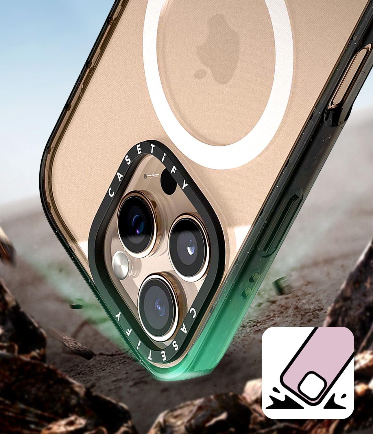 Detalle de CASETiFY Impact Case for iPhone 16 Pro Max, MagSafe, Black Space Marble