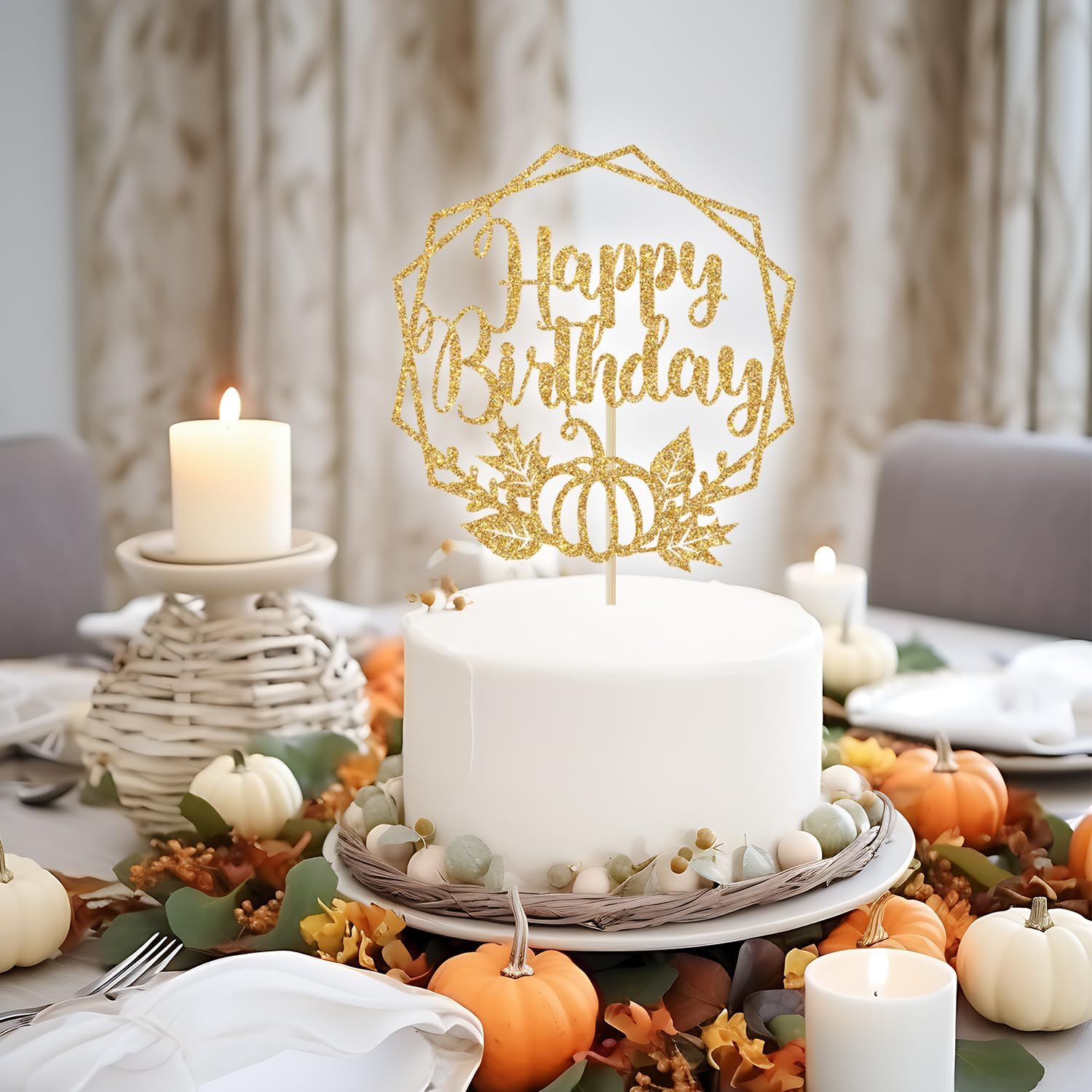 Thumbnail 5 de Pumpkin Birthday Cake Topper, 5.9-Inch Sticks