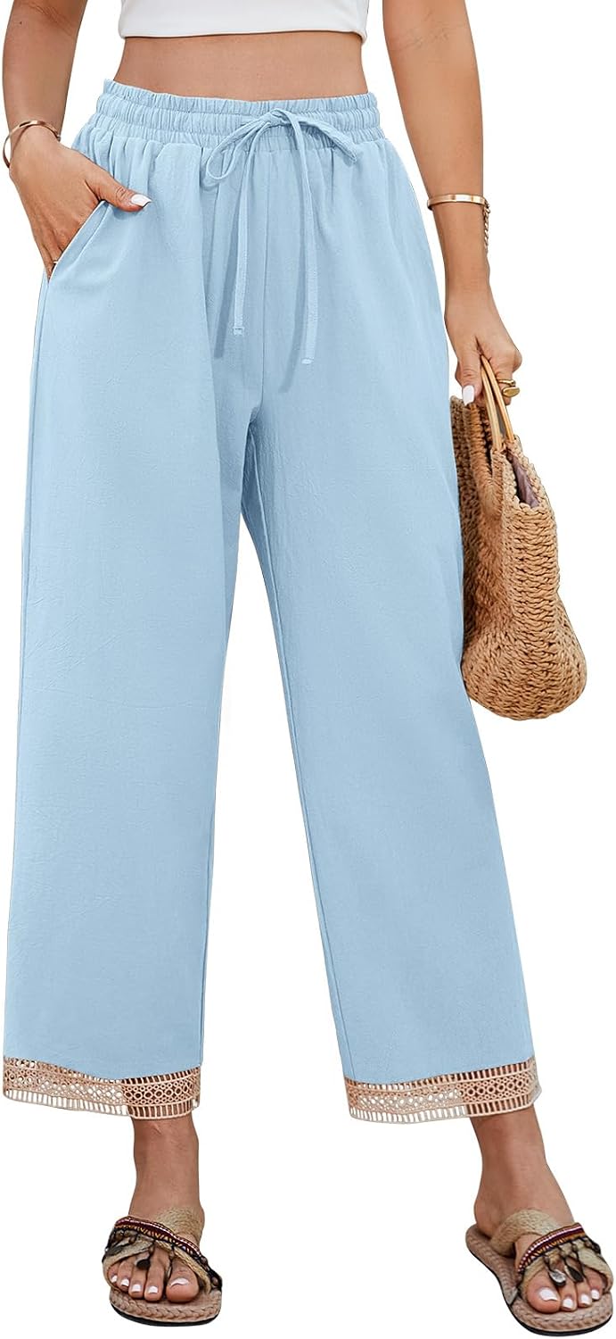 Detalle de UMIPUBO Damen Sommerhose 7/8 aus Baumwolle – leicht, luftig und elastisch