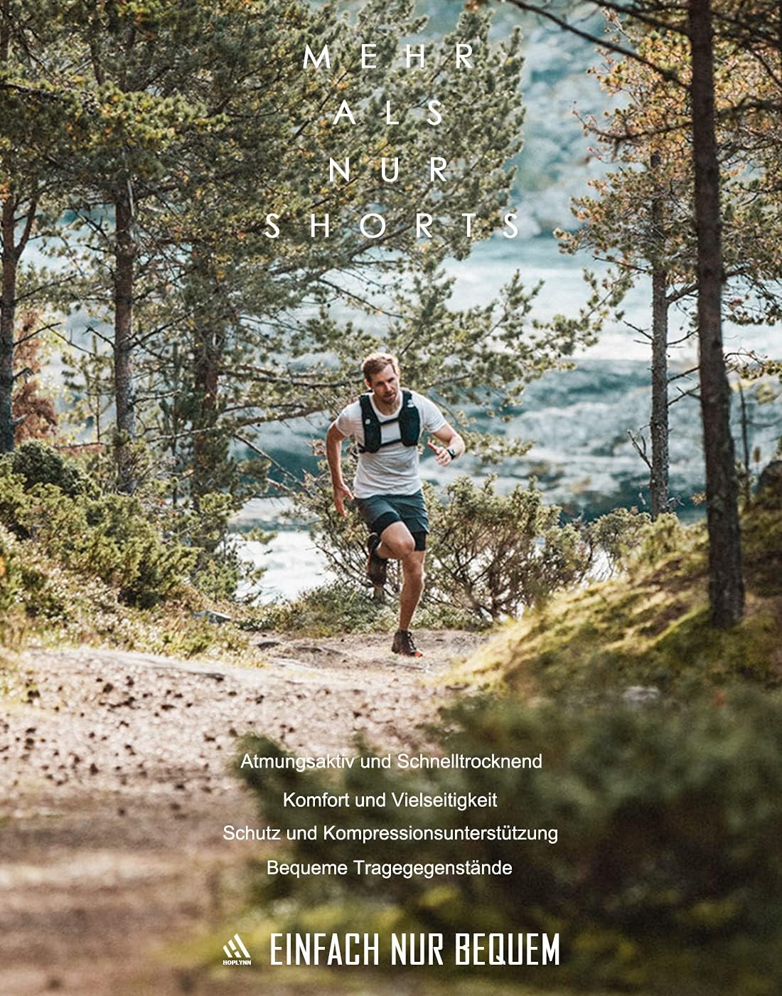 Detalle de HOPLYNN Herren 2 in 1 Shorts – Sommer-Laufshorts mit Taschen, schnelltrocknend und vielseitig einsetzbar