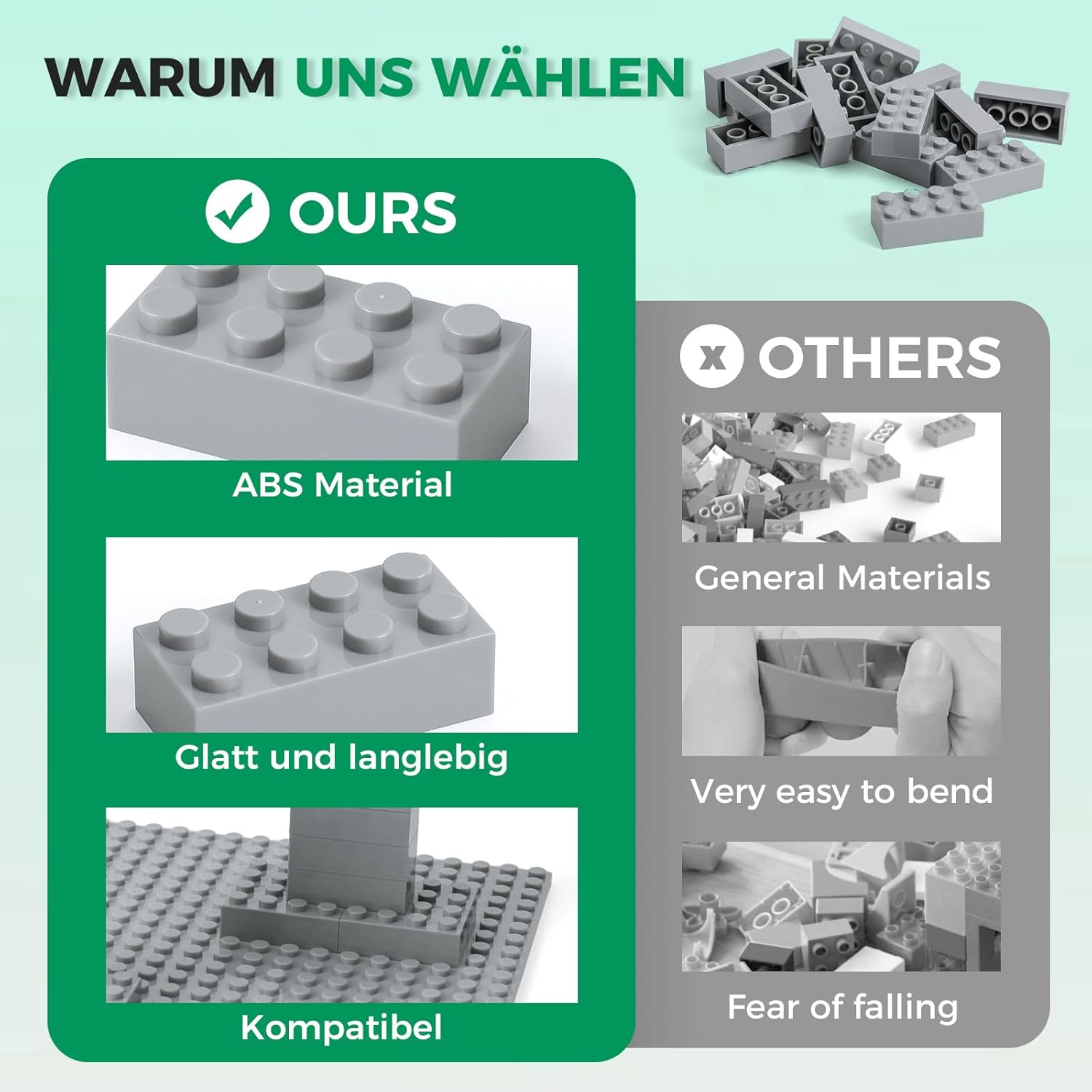 Thumbnail 3 de HUIZDQ 500 Stücke 2X4 Classic Bausteine Set – Dunkelgrau, kompatibel mit allen großen Marken