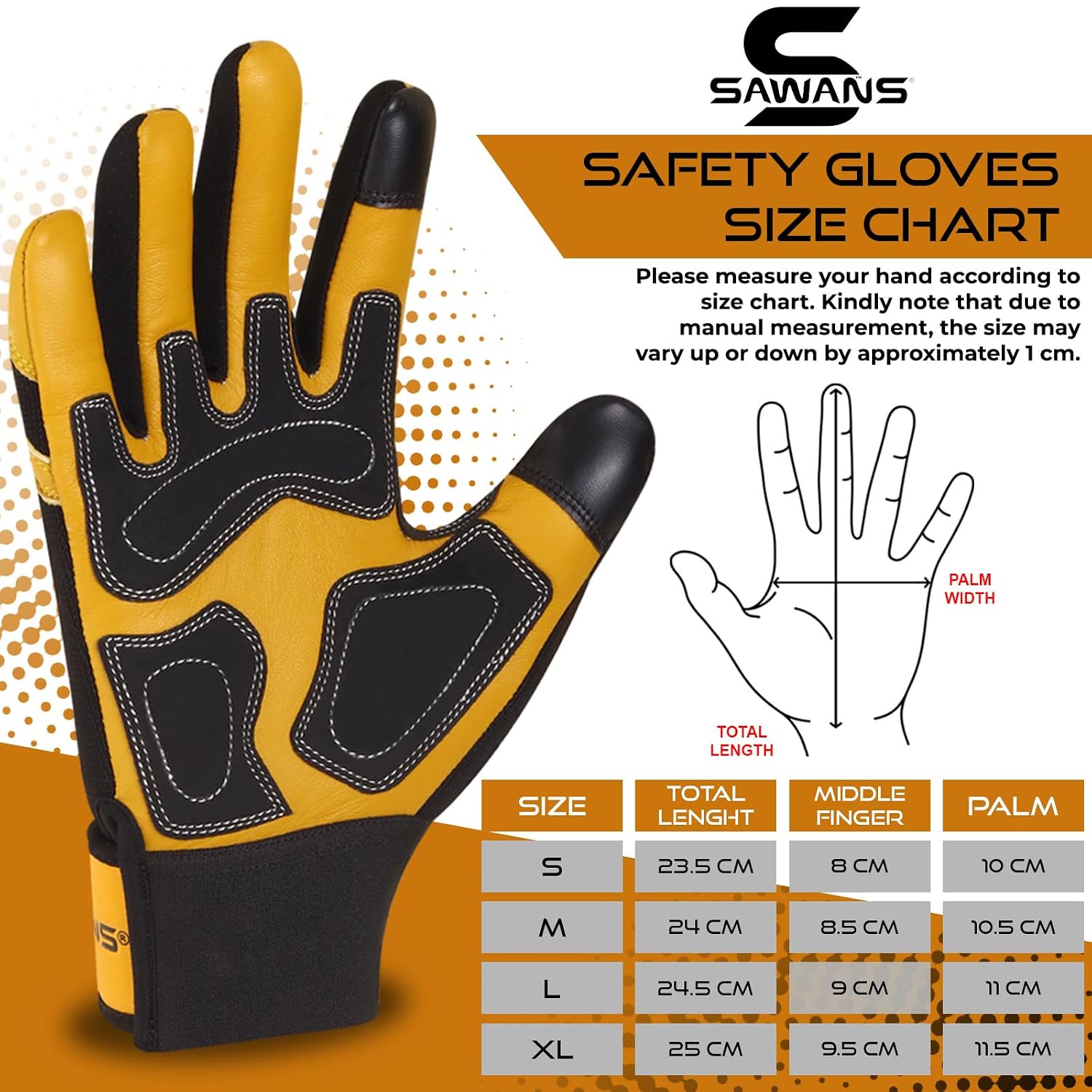 Detalle de SAWANS Leather Gardening Gloves Thorn proof M