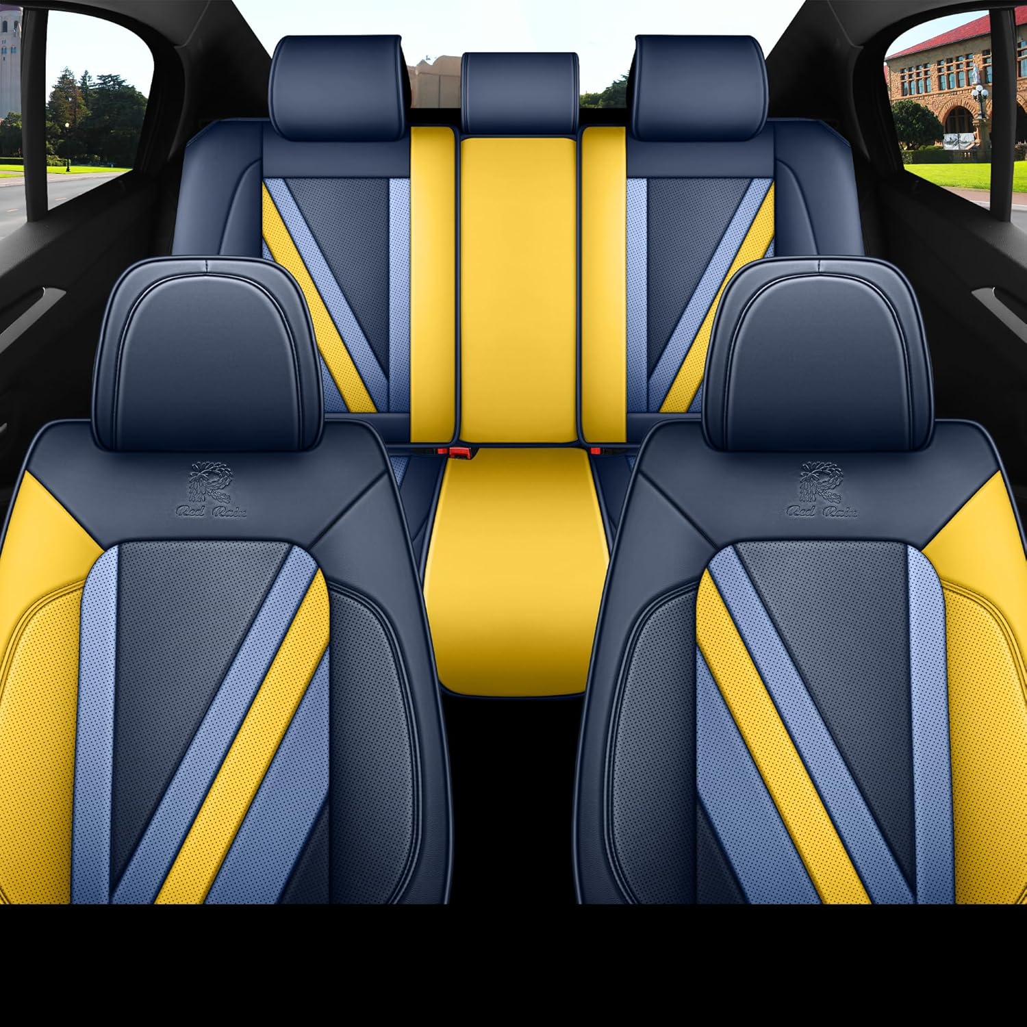 Thumbnail 2 de Menifomory Blue and Yellow Car Seat Covers (Universal full set)