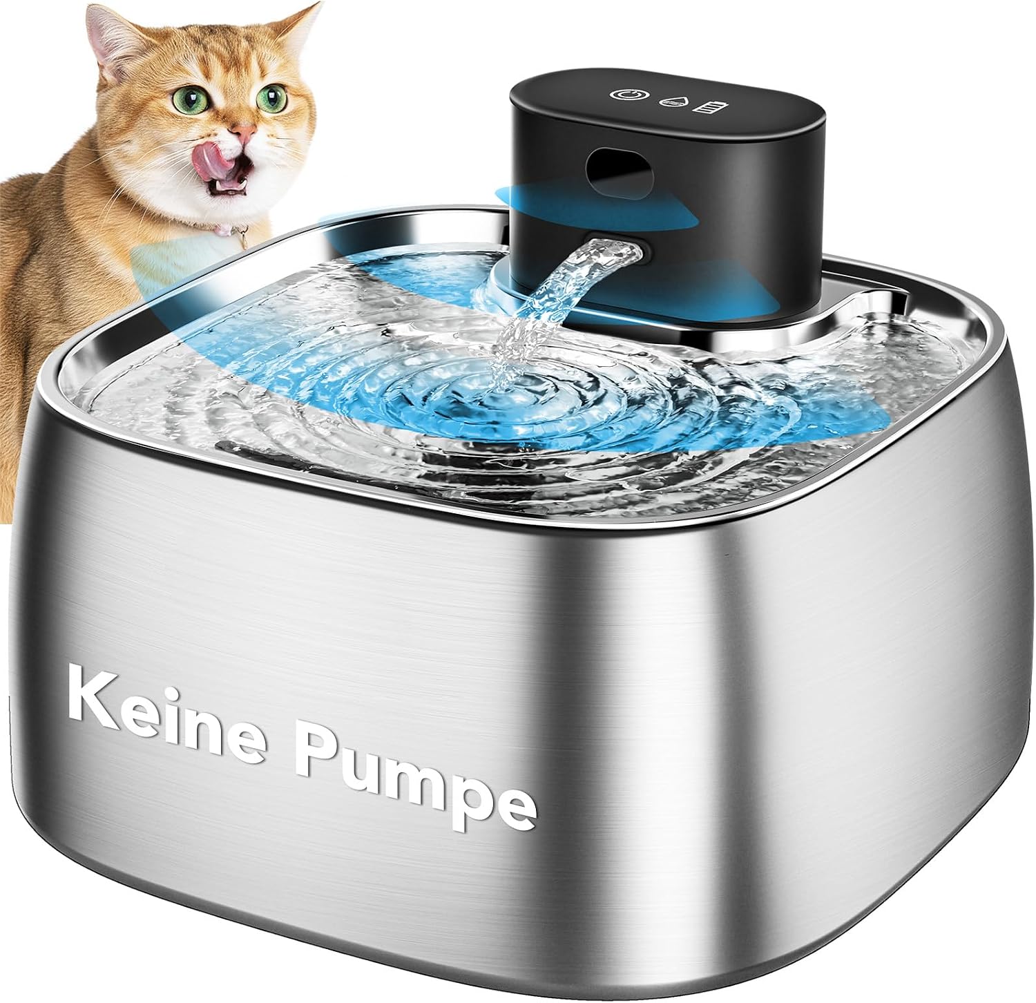 ROTTOGOON Katzenbrunnen Kabellos 3,2L – batteriebetrieben, leiser Trinkbrunnen ohne Kabel