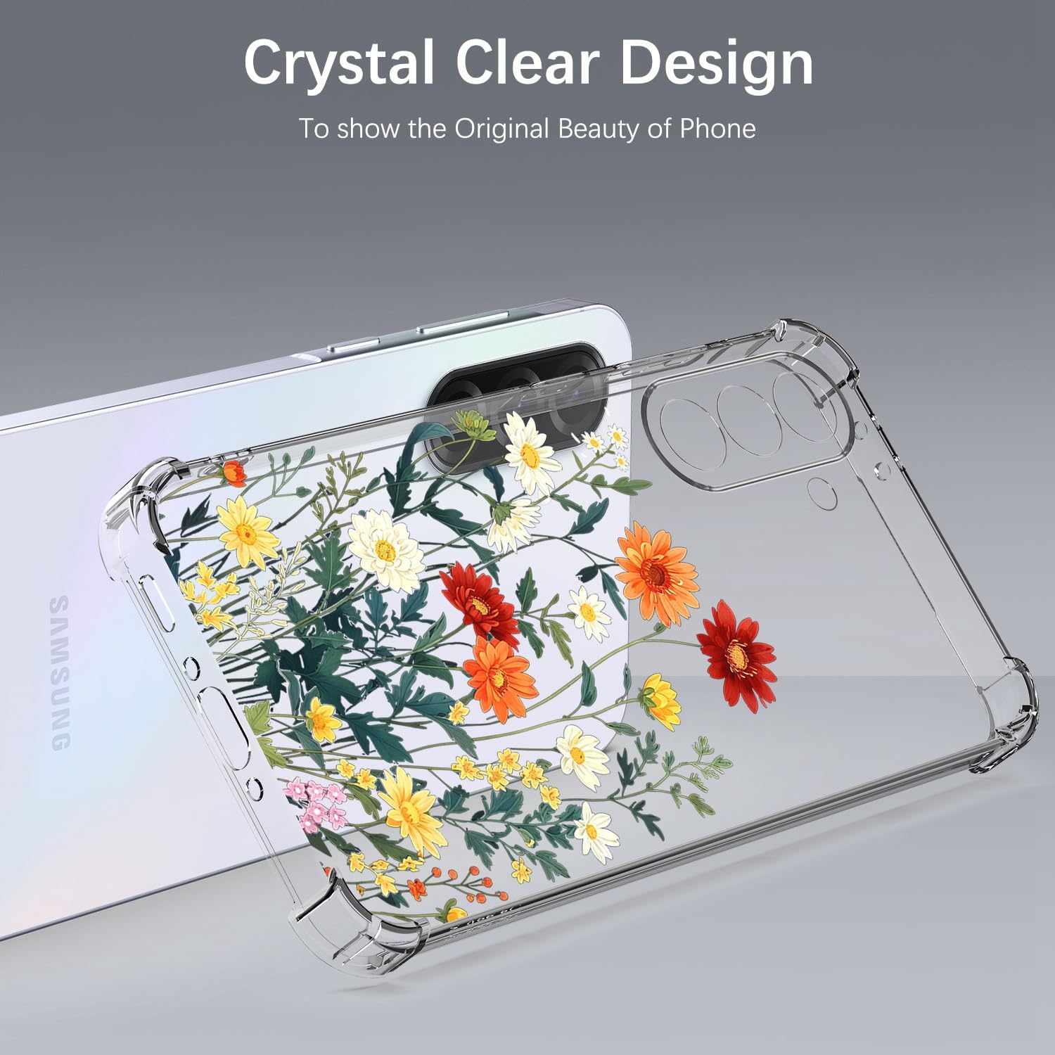 Thumbnail 4 de HopMore Transparent Handyhülle für Samsung Galaxy A36 5G – Gänseblümchen Muster, stoßfest, klare Silikonhülle mit TPU