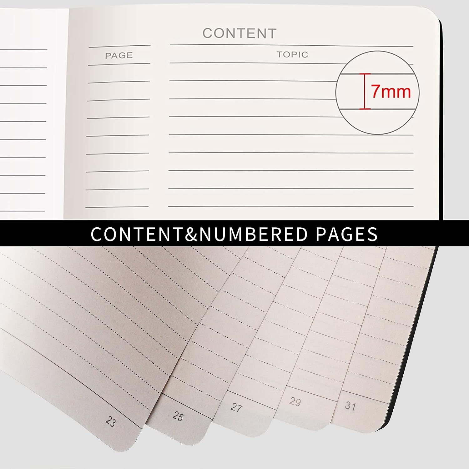 Detalle de RETTACY Notebook A5: Lined Journal with 320 Pages and Faux Leather Hardcover