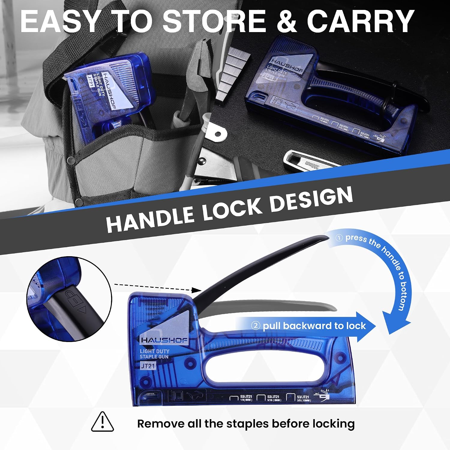Thumbnail 3 de HAUSHOF Transparent Staple Gun Tacker Kit — Light Duty for Wood, Fabric & Decoration