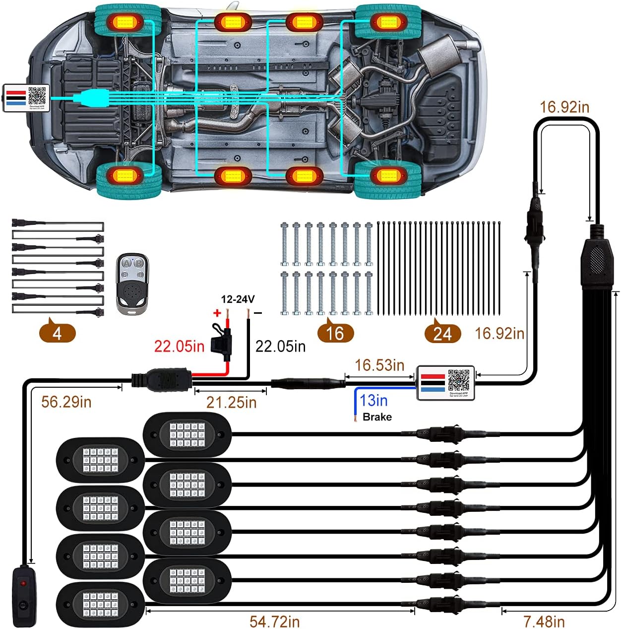 Thumbnail 5 de YiLaie Rock Lights 8‑pod RGB kit for trucks