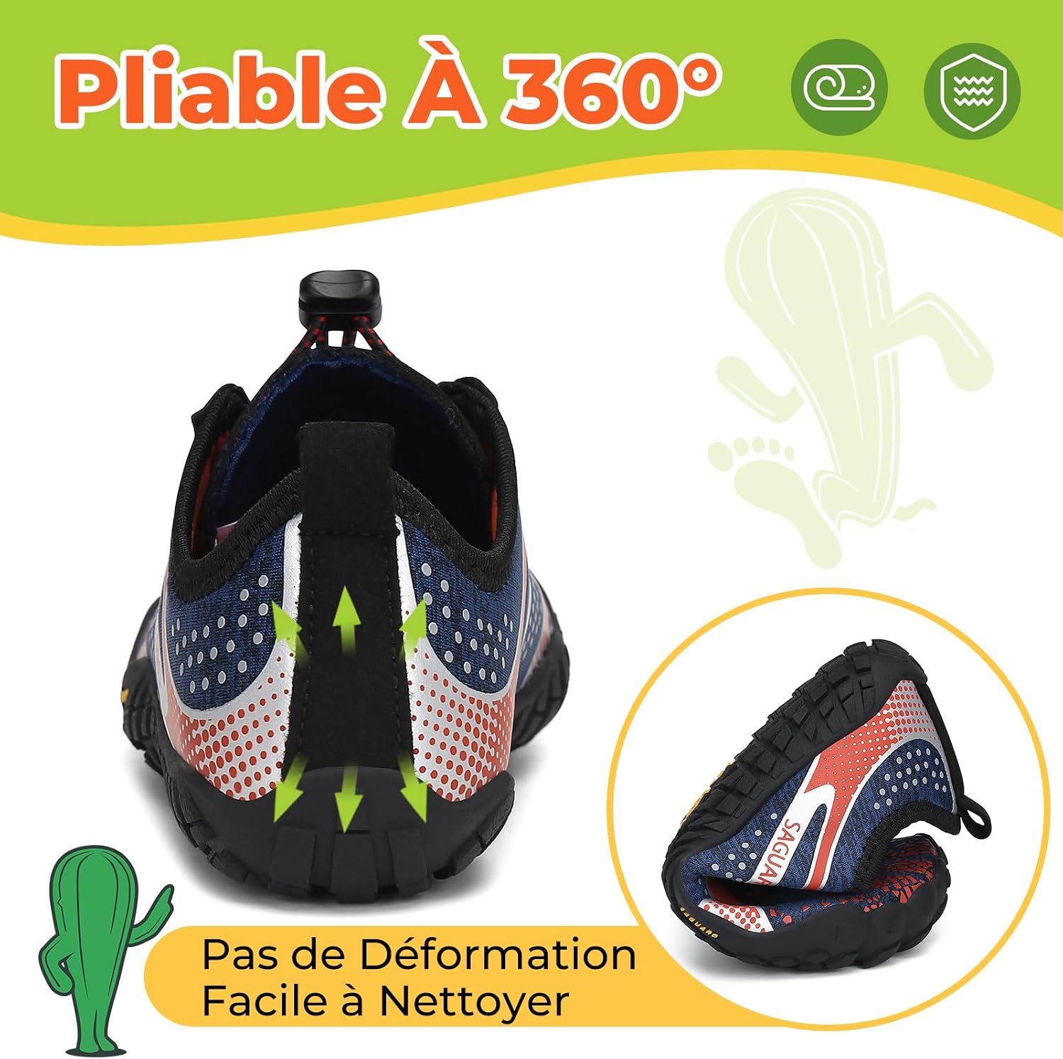 Detalle de SAGUARO chaussures barefoot enfant noir 24-36