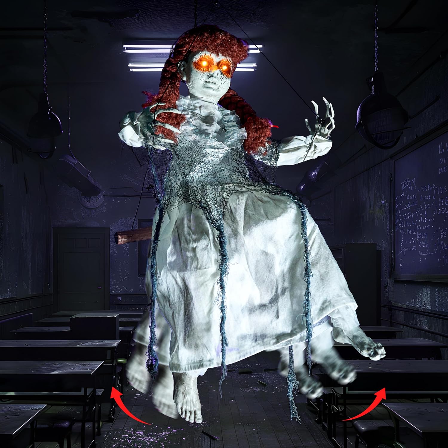 Thumbnail 6 de JOYIN Hanging Animated Halloween Girl Doll with Sound and Light-Up Eyes